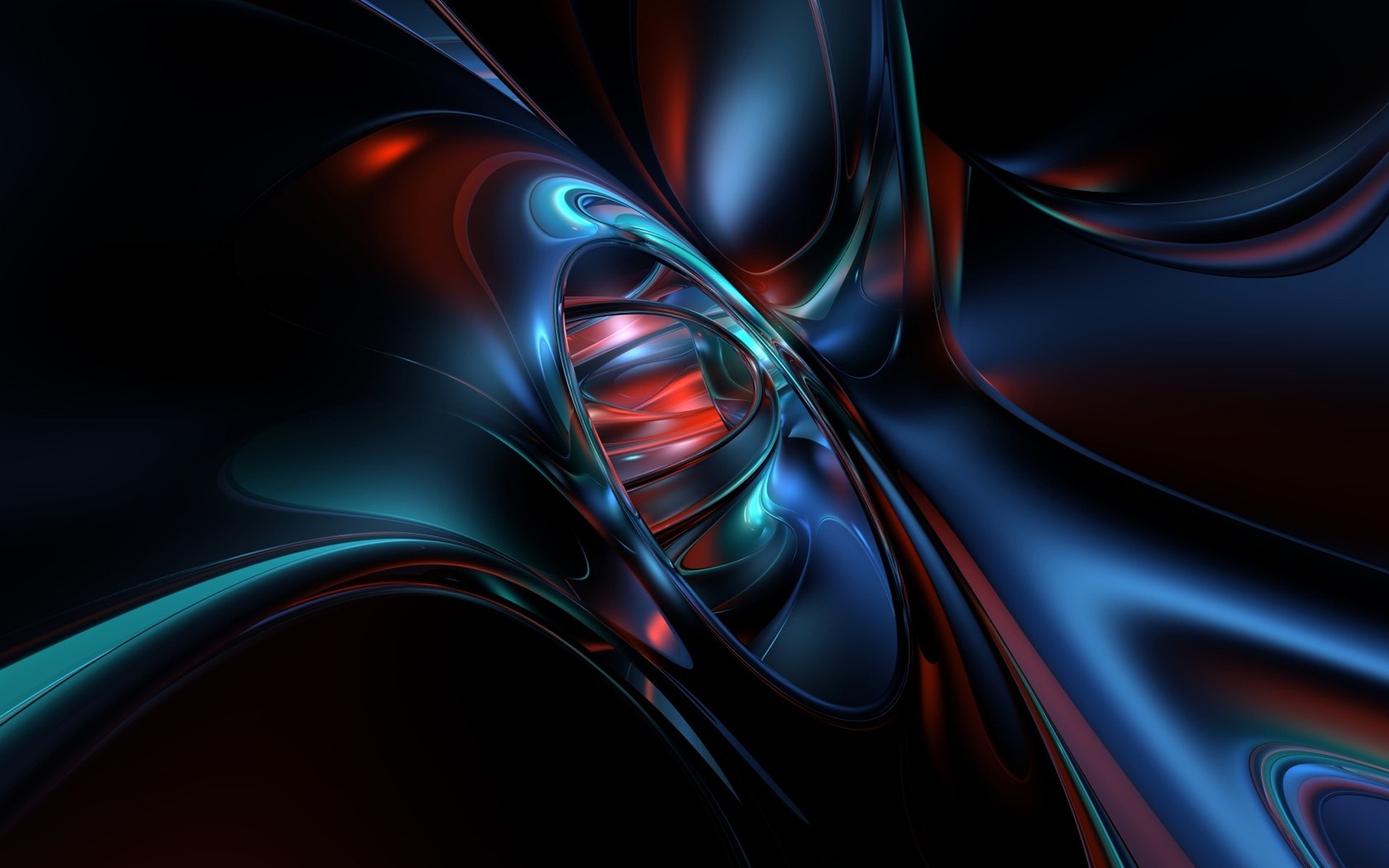 Abstract digital art with red and blue shapes HD Wallpaper