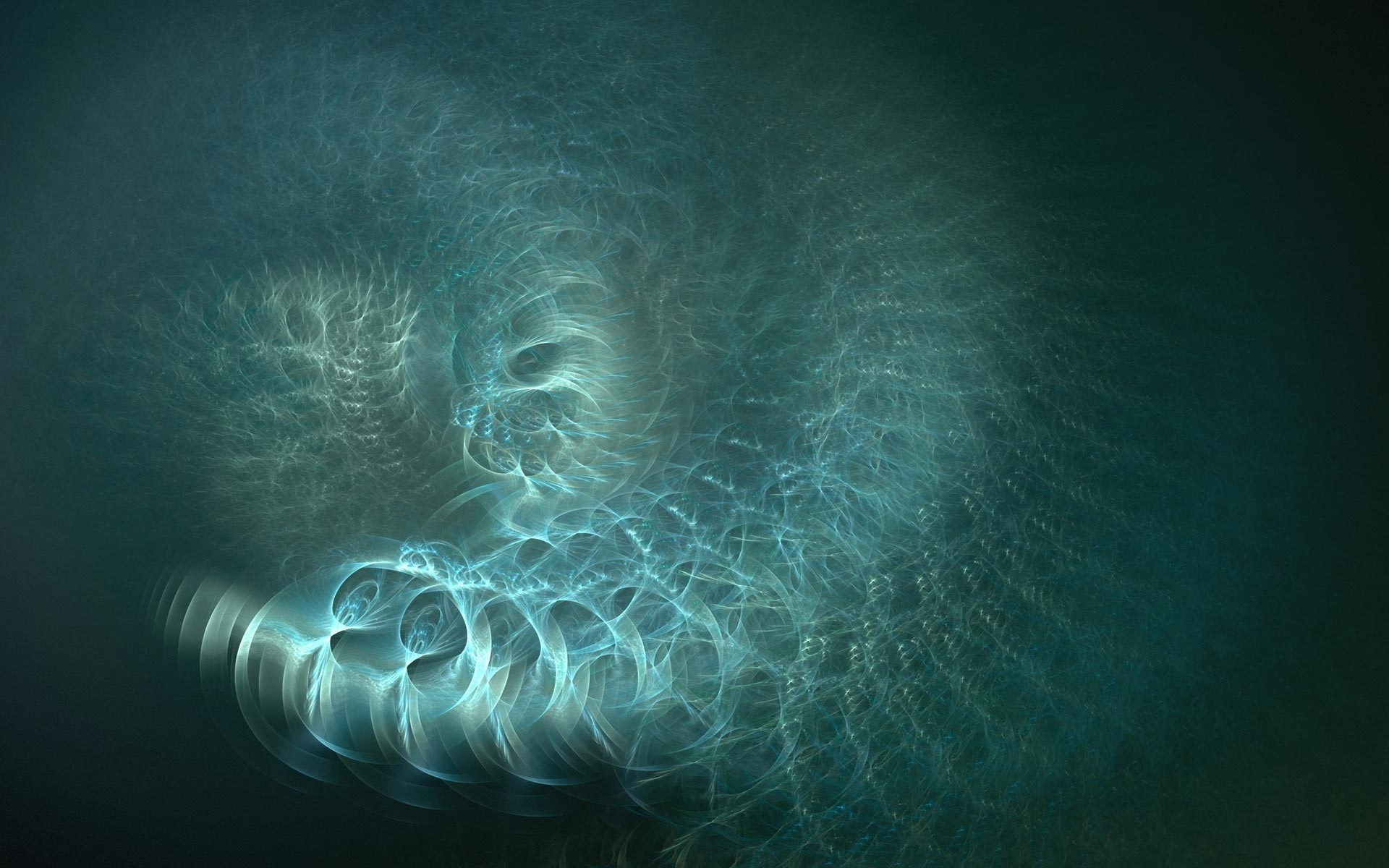Abstract blue fractal art with swirling patterns HD Wallpaper