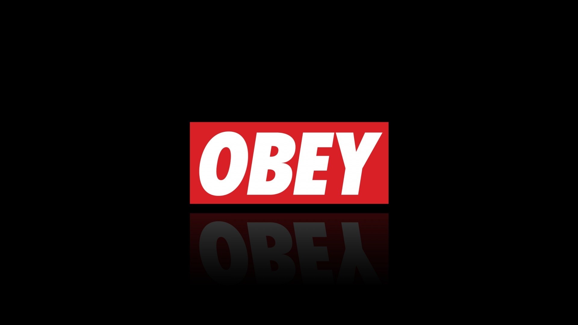 Obey logo on black background with reflection HD Wallpaper