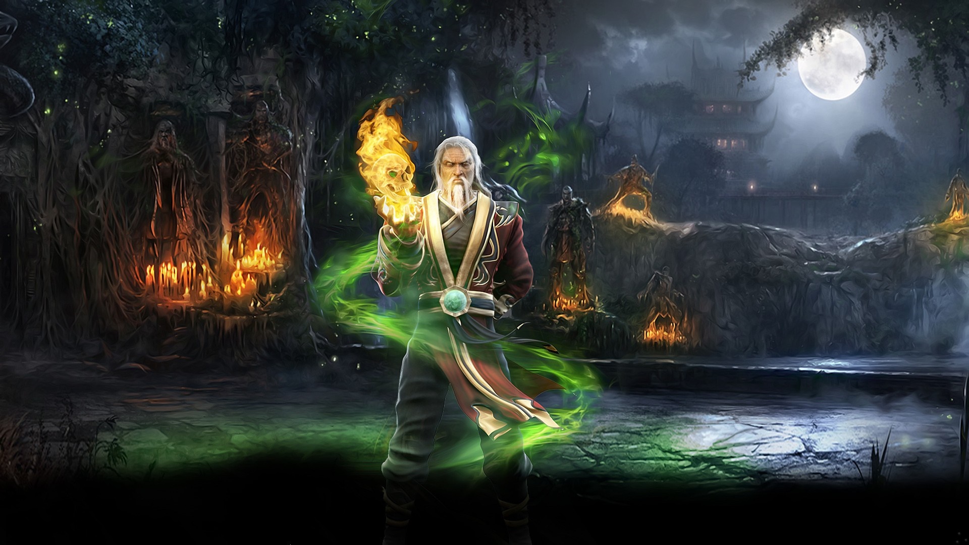 Shang Tsung from Mortal Kombat X casting a spell HD Wallpaper