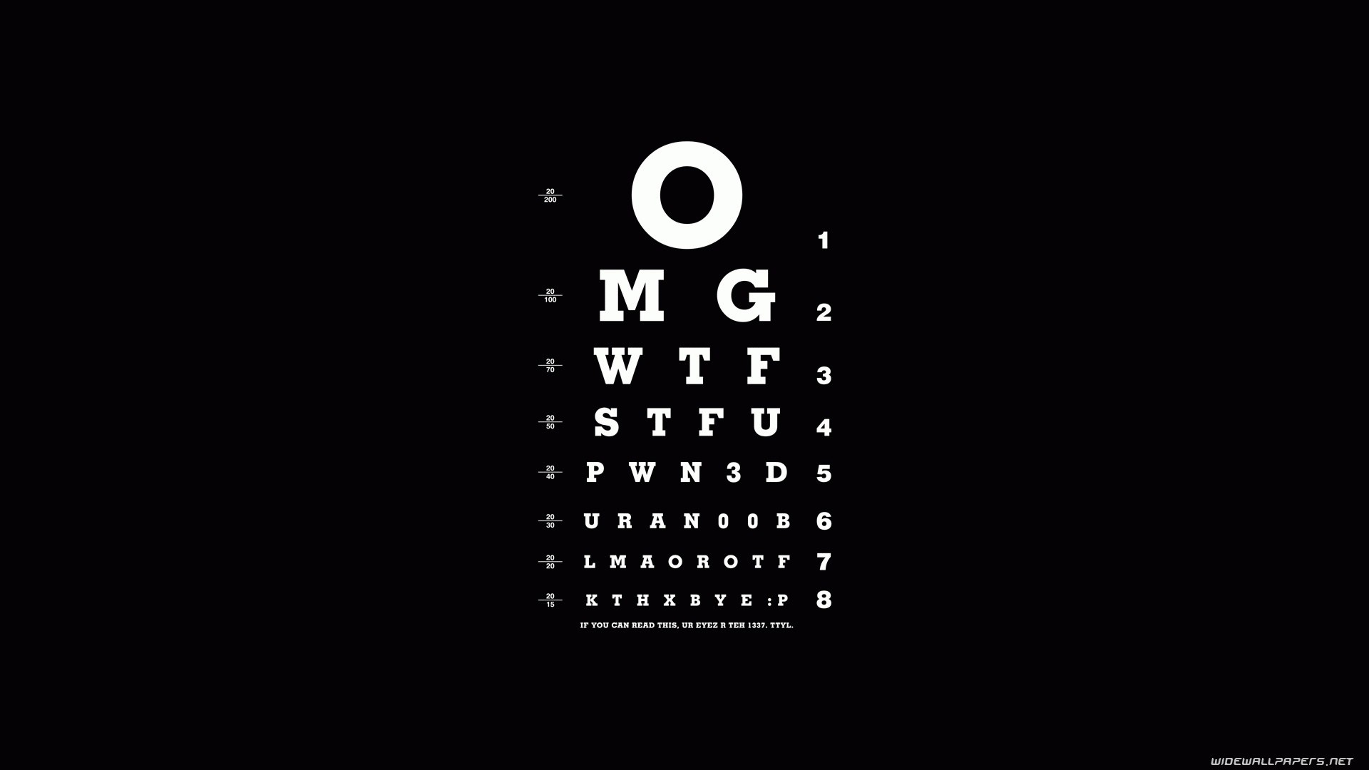 Eye chart with humorous text HD Wallpaper