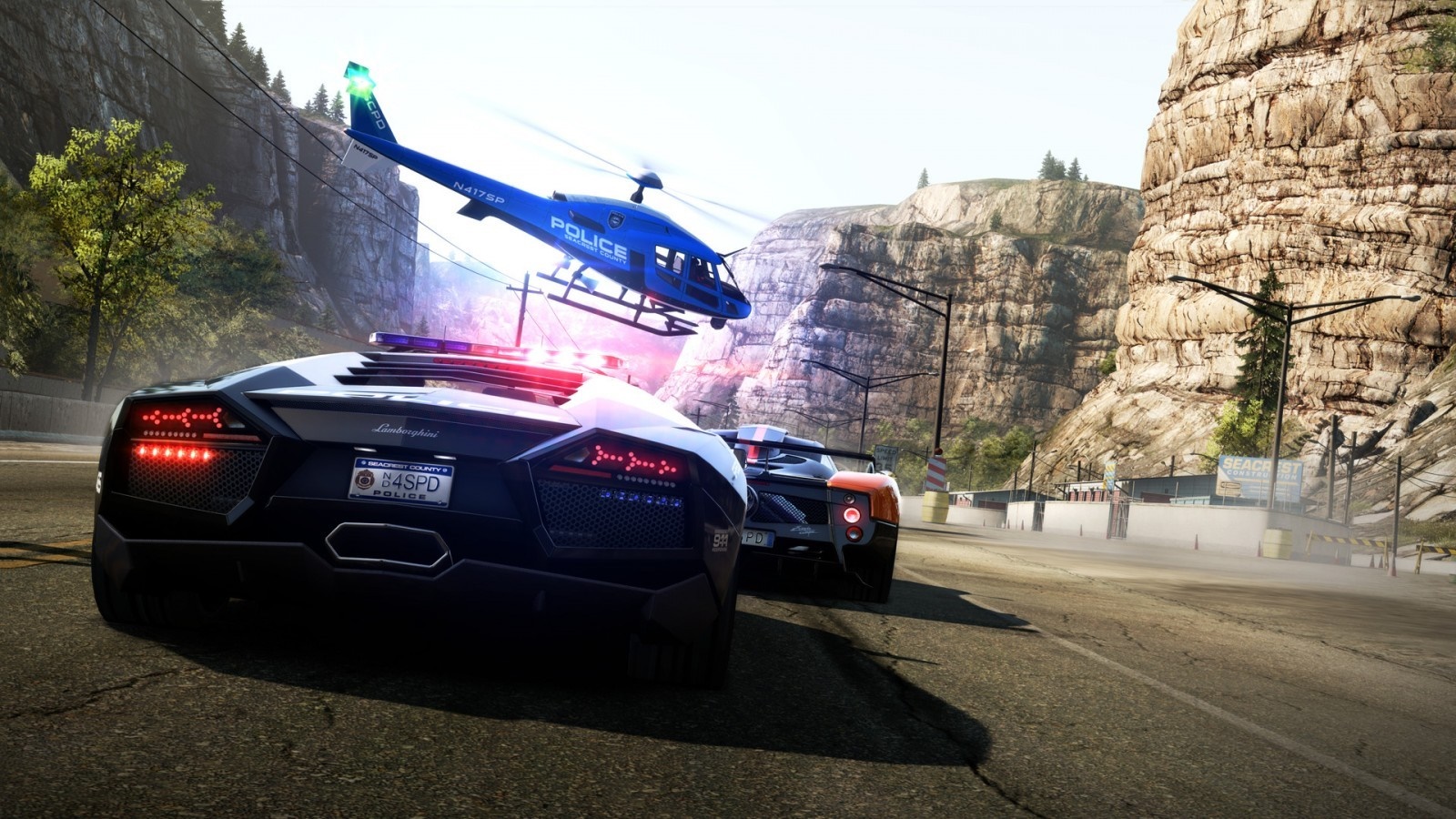 Need for Speed Hot Pursuit: Police Helicopter Pursues Lamborghini HD Wallpaper