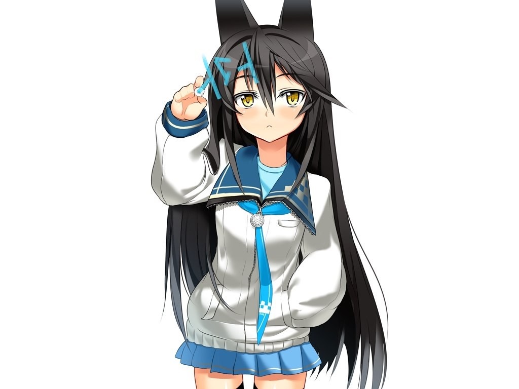Anime girl with fox ears and school uniform HD Wallpaper