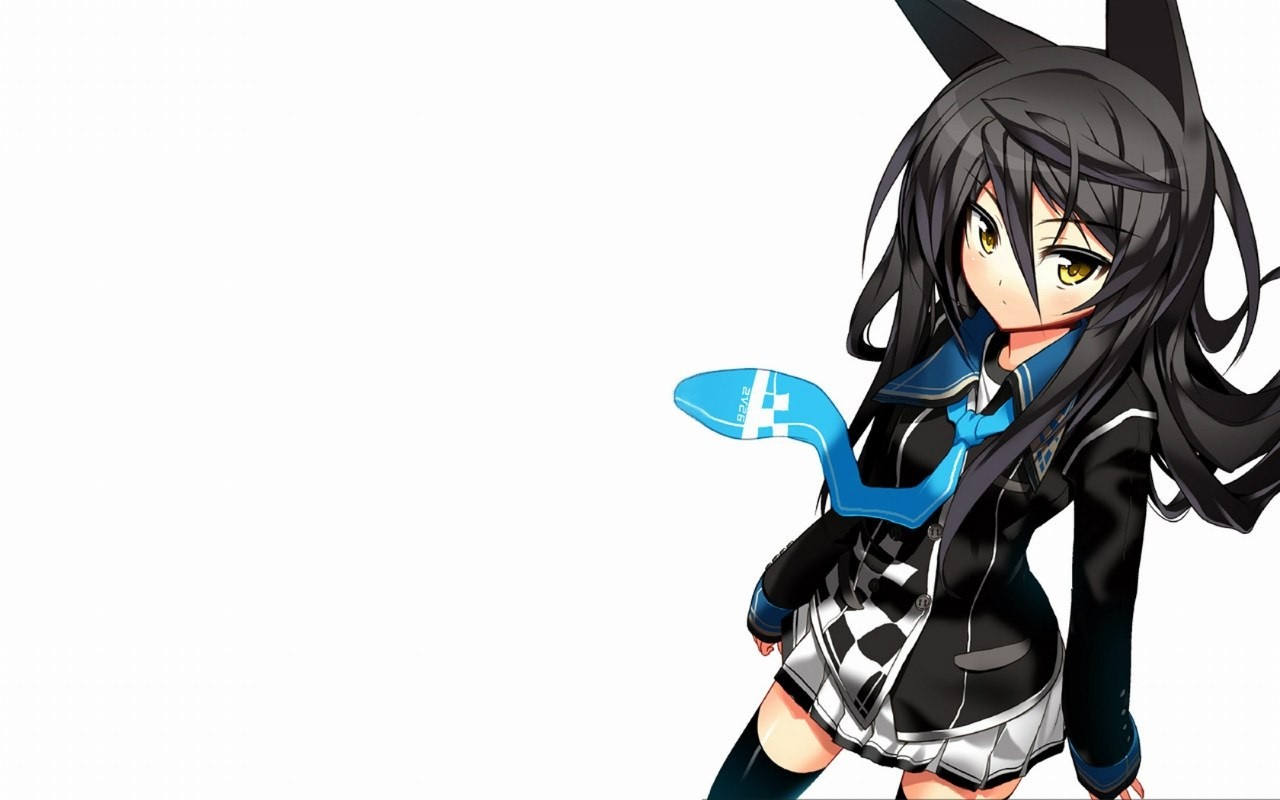 Anime girl with black hair and yellow eyes HD Wallpaper