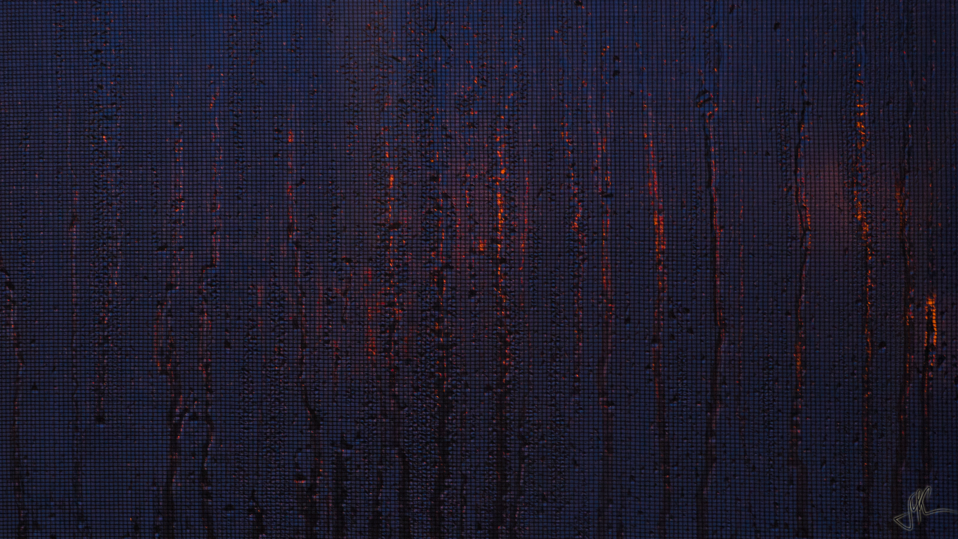 Raindrops on a window with orange light HD Wallpaper