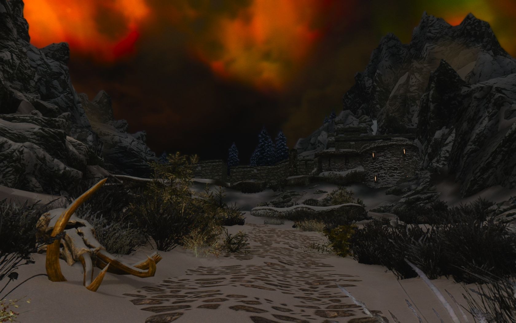 The Elder Scrolls V Skyrim ENB screenshot of a valley HD Wallpaper
