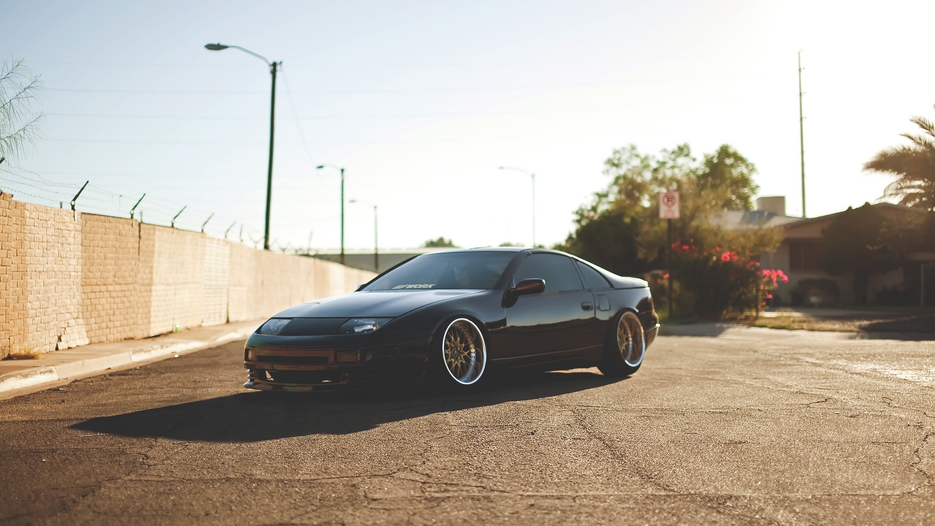 Black Nissan 300ZX sports car on asphalt HD Wallpaper