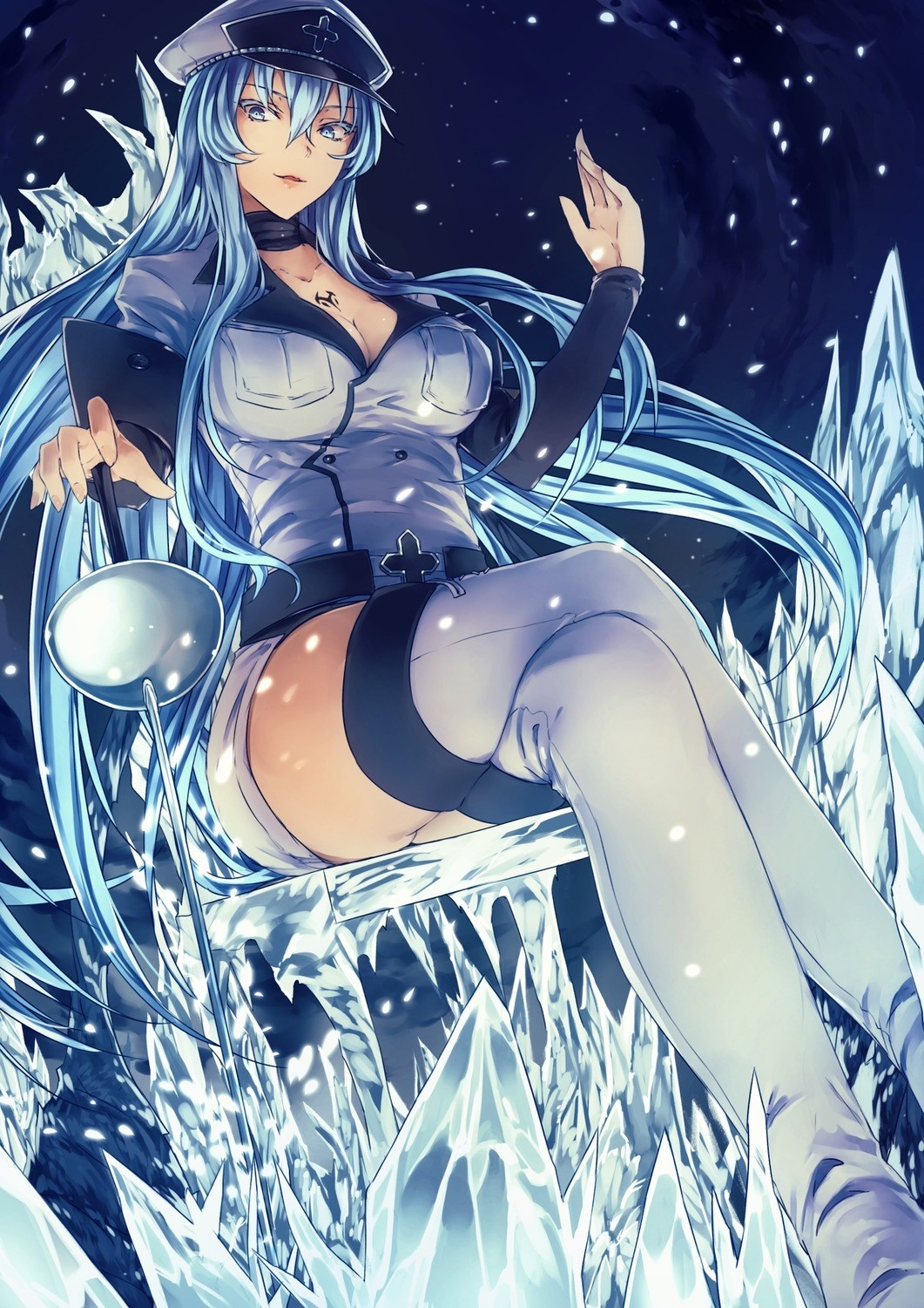 Esdeath from Akame ga Kill sitting on ice HD Wallpaper