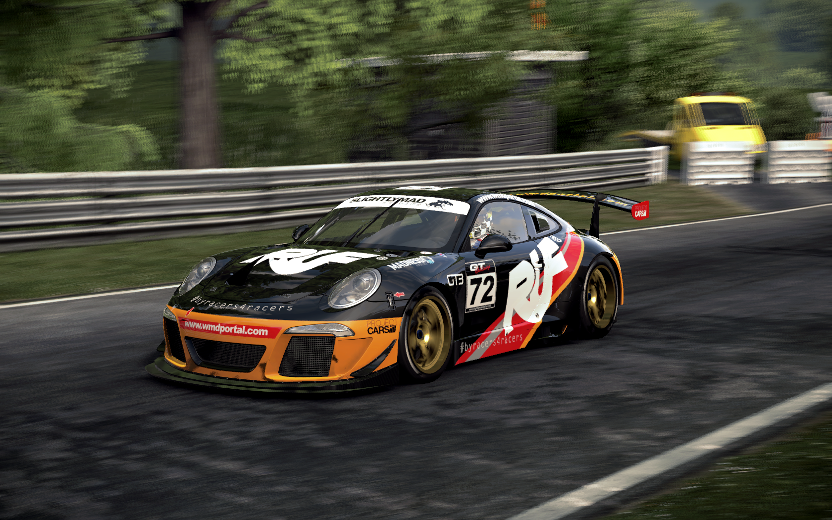 RUF Porsche 911 GT3 on a race track HD Wallpaper