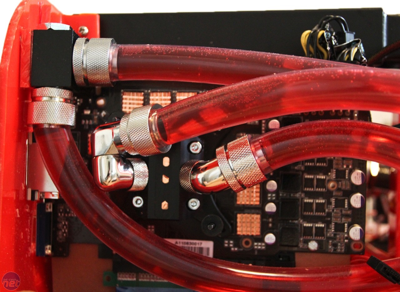 Computer water cooling system with red liquid HD Wallpaper
