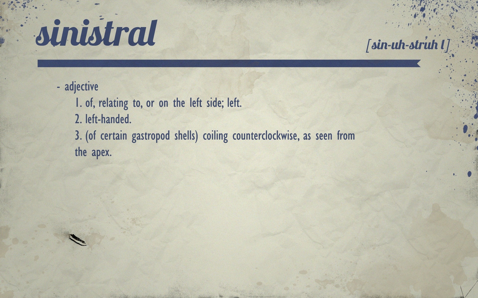 Sinistral definition with pronunciation HD Wallpaper