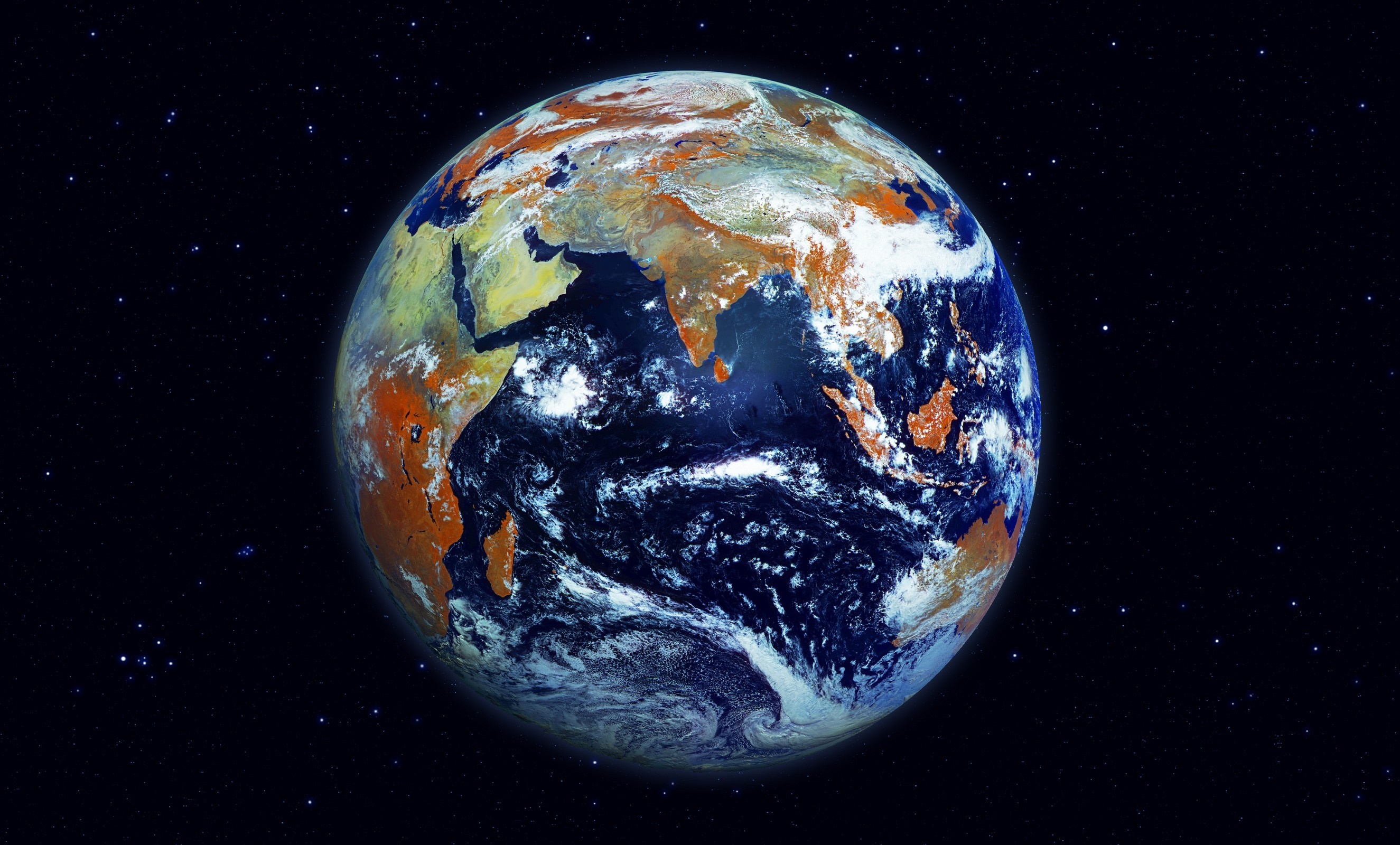 Earth from space with stars HD Wallpaper