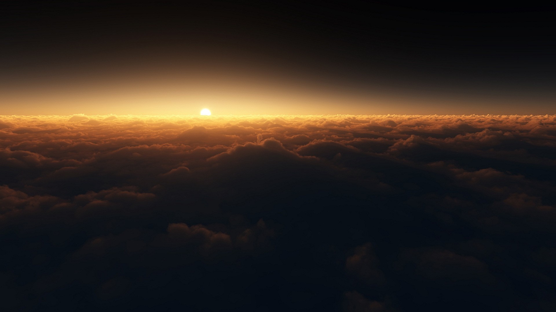 Sunset over clouds from above HD Wallpaper