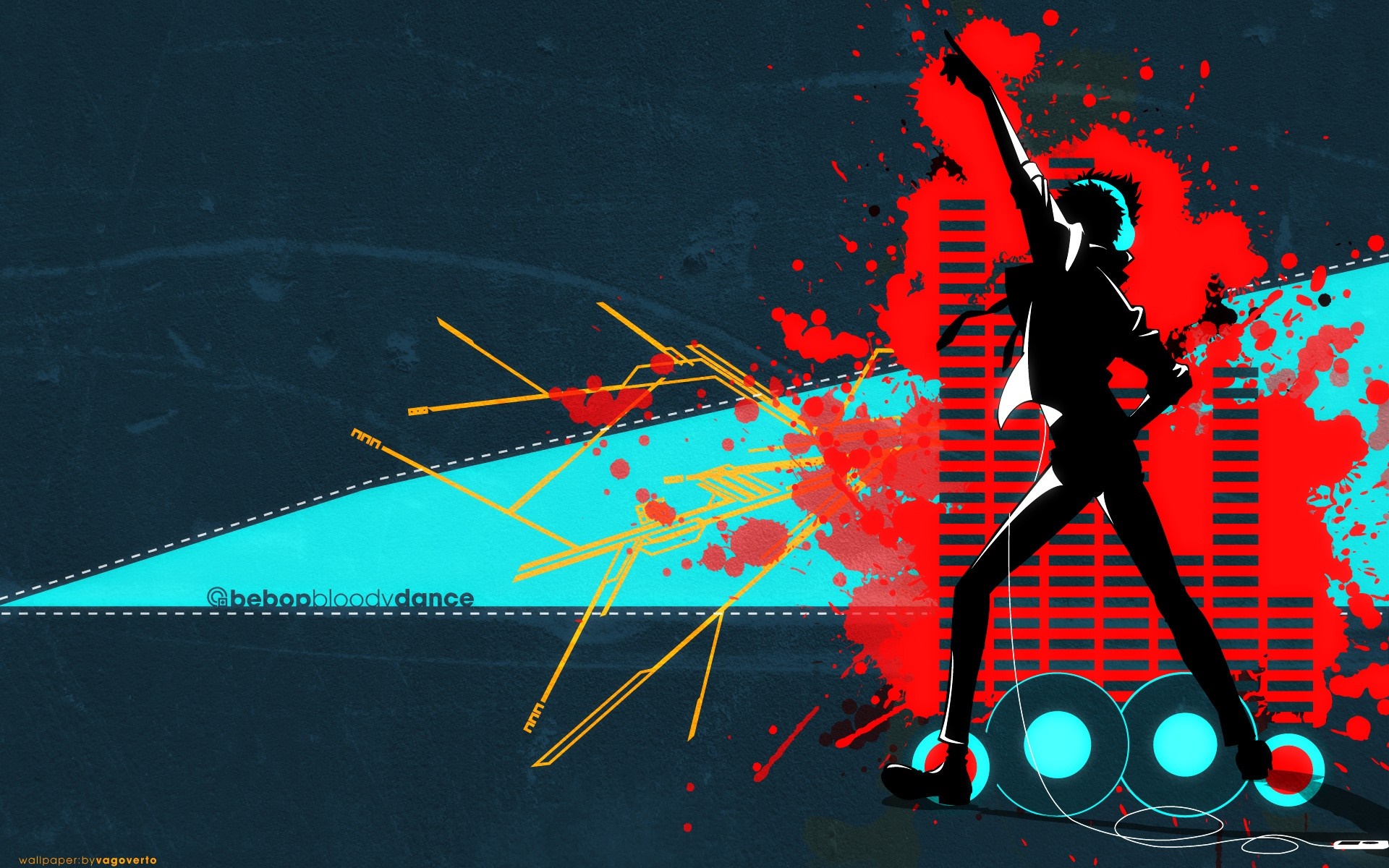 Spike Spiegel from Cowboy Bebop dancing with paint splatters HD Wallpaper