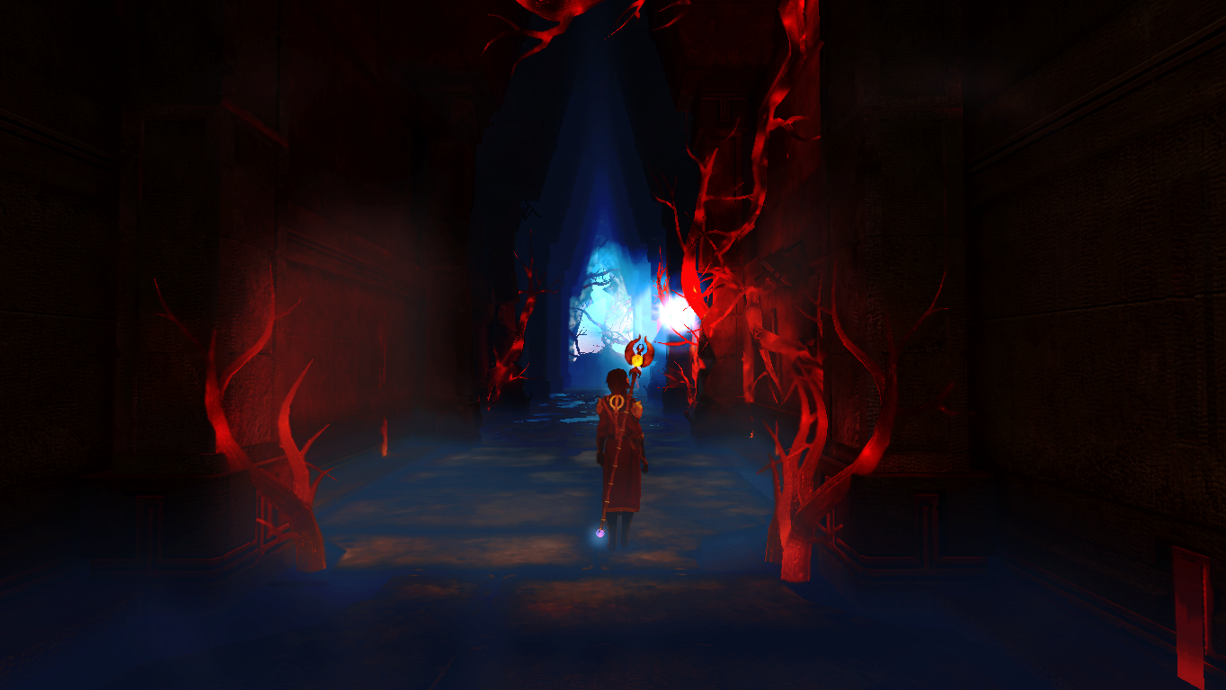 Dragon Age II screenshot of a character in a dark hallway HD Wallpaper