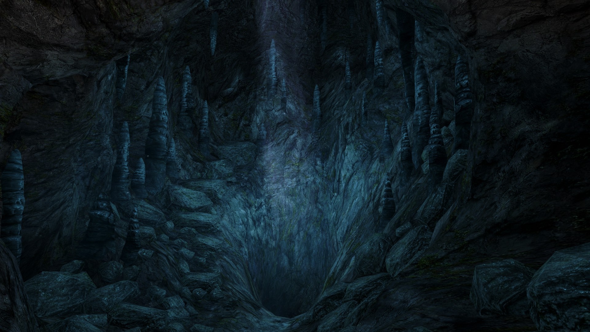 Cave with stalactites and stalagmites HD Wallpaper