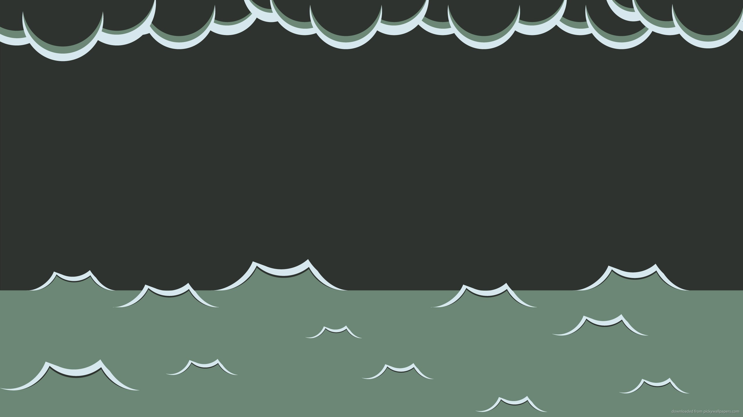 Minimalist illustration of stormy sea and clouds HD Wallpaper