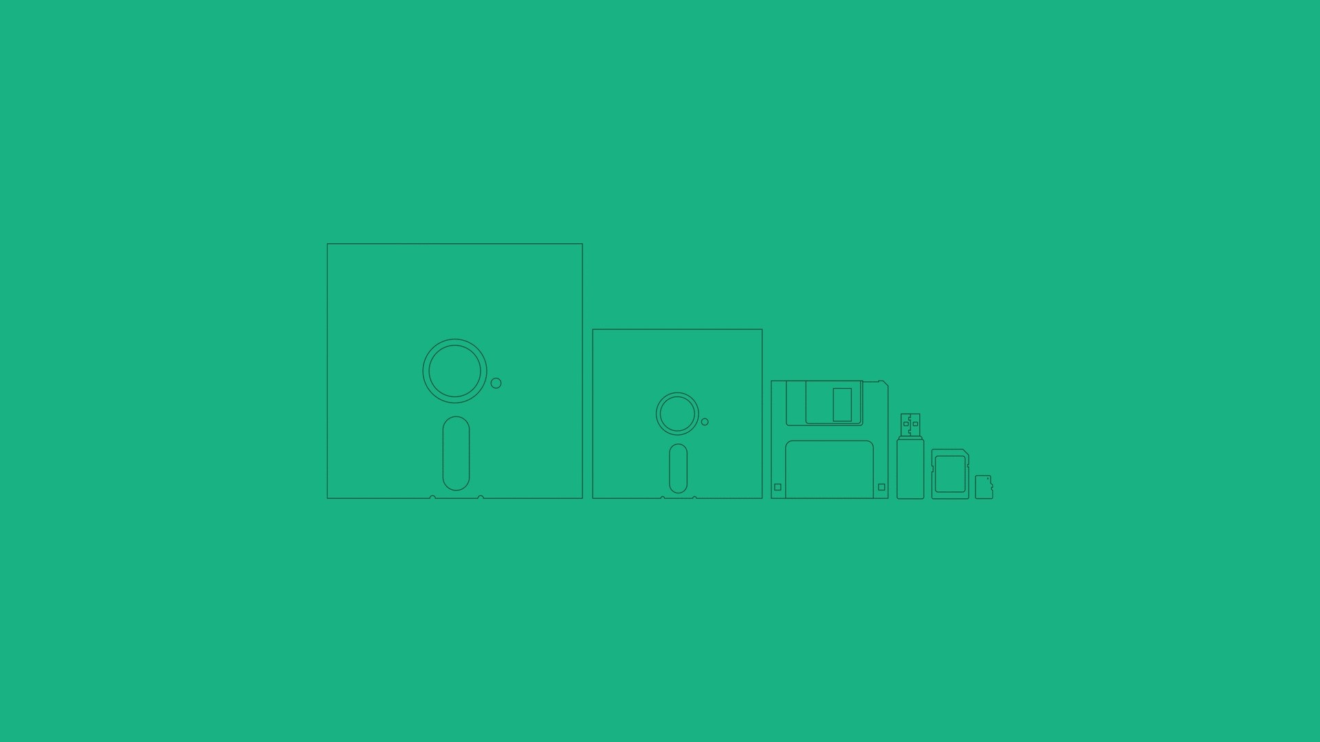 Evolution of storage media from floppy disks to USB drives HD Wallpaper