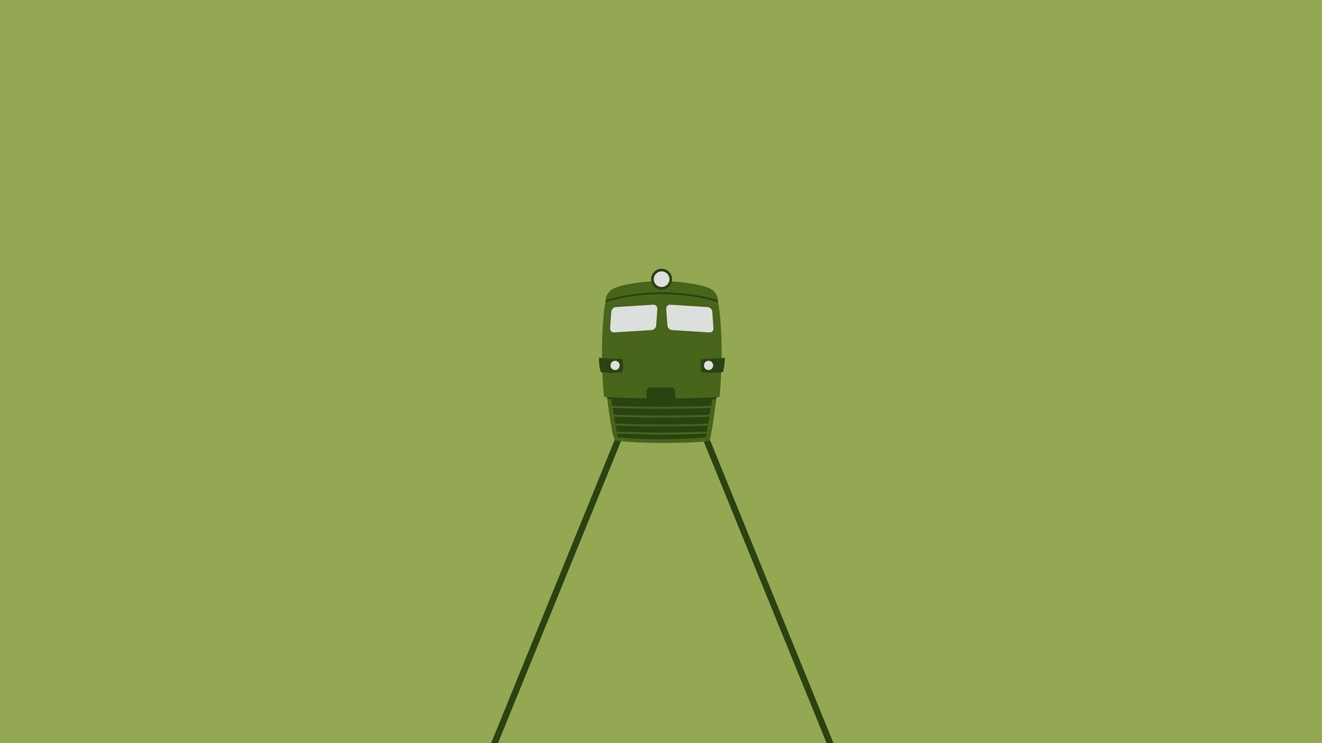 Minimalist green train on stilts HD Wallpaper