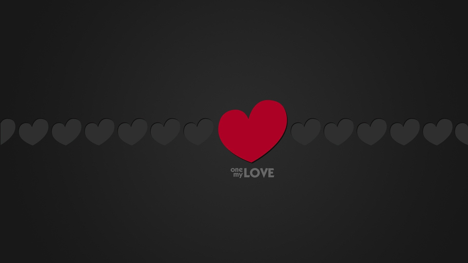 Red heart with text 'one my LOVE' on dark background HD Wallpaper