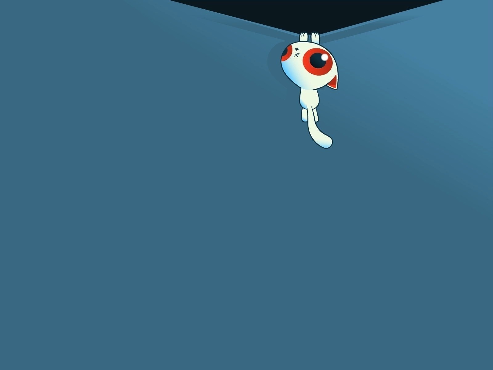Minimalist cartoon cat hanging from ceiling HD Wallpaper