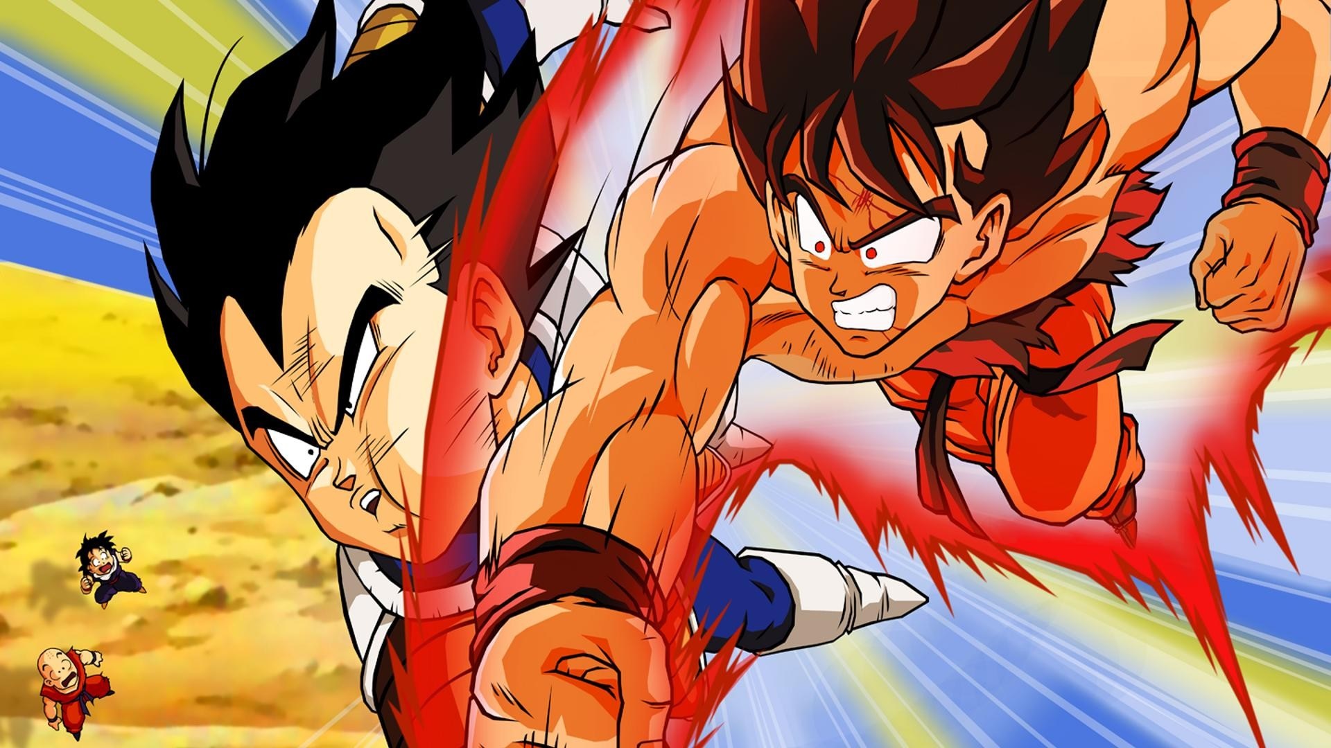 Goku and Vegeta fighting in Dragon Ball Z HD Wallpaper