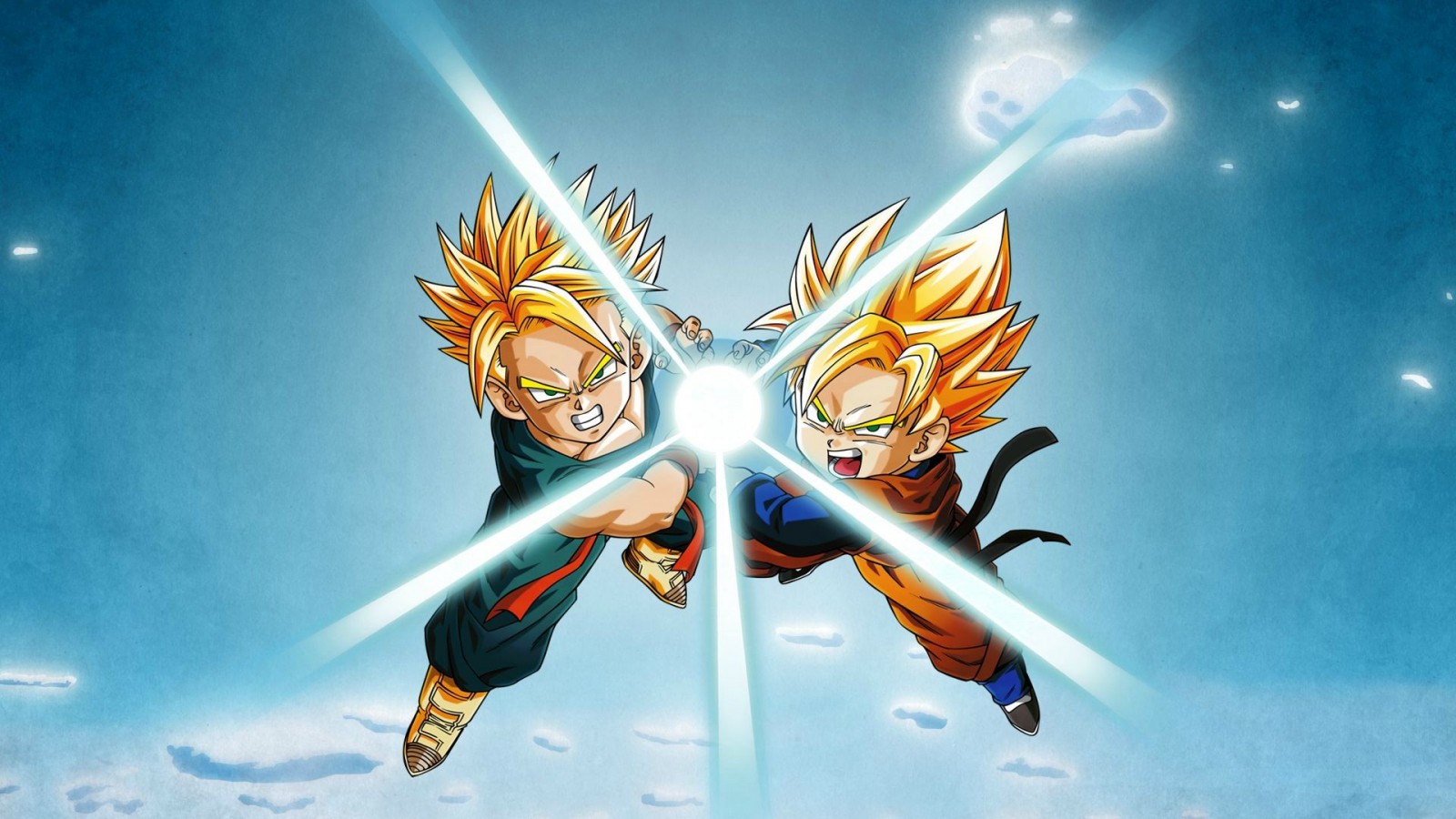 Gotenks from Dragon Ball Z performing a Super Ghost Kamikaze Attack HD Wallpaper