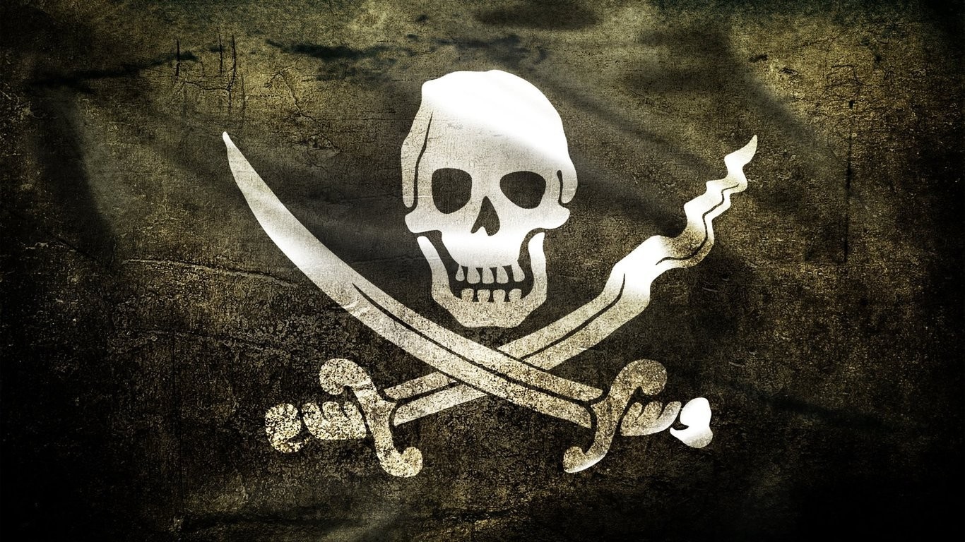 Jolly Roger pirate flag with skull and crossed swords HD Wallpaper