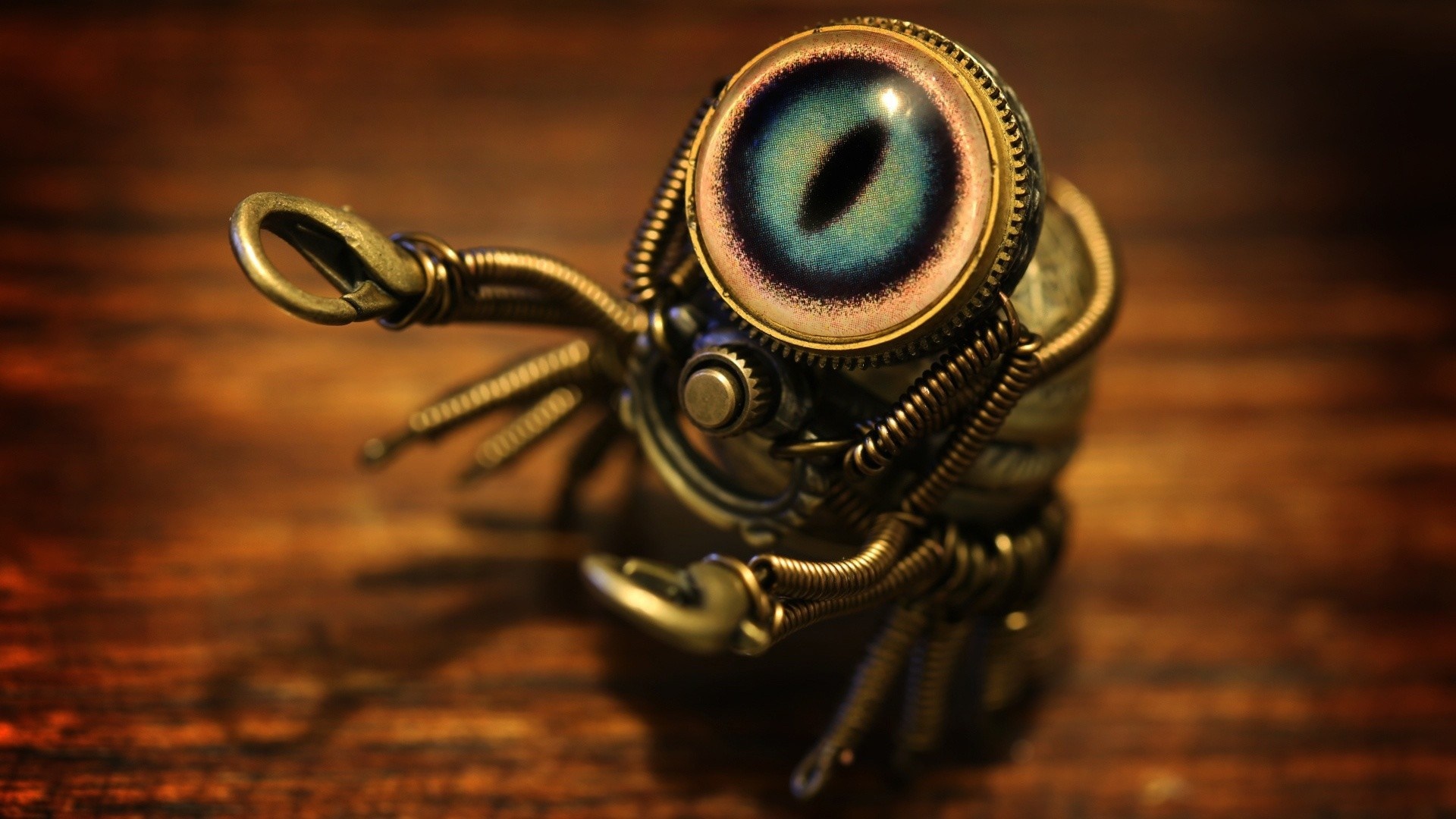 Steampunk spider with a large eye HD Wallpaper