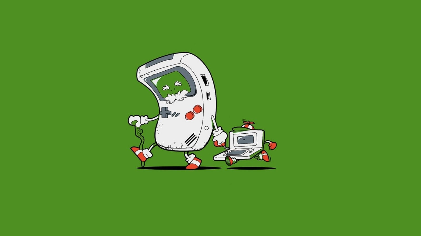 Game Boy and Laptop walking HD Wallpaper