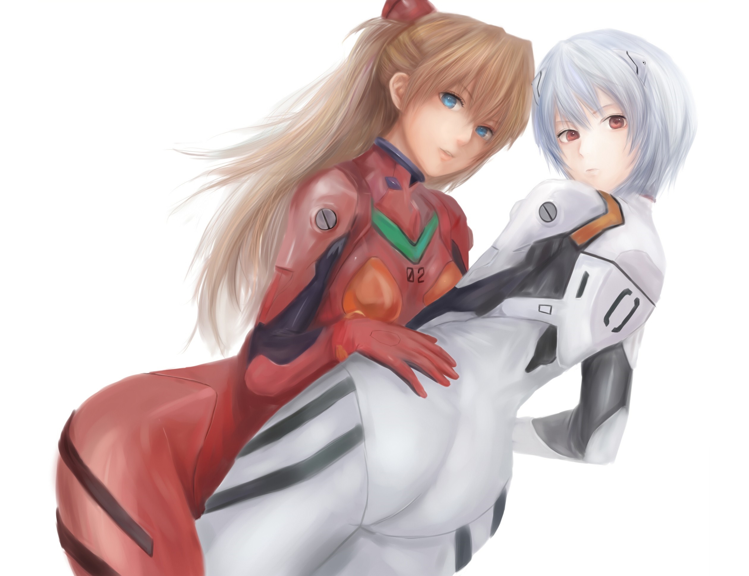 Asuka Langley Soryu and Rei Ayanami from Neon Genesis Evangelion HD Wallpaper