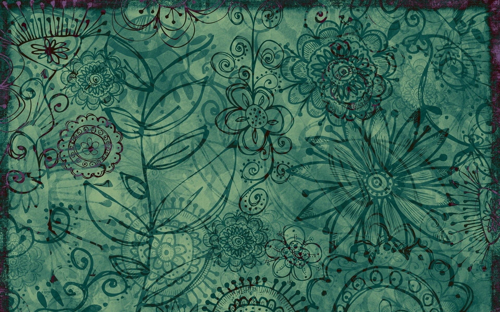 Green abstract floral pattern with textured background HD Wallpaper