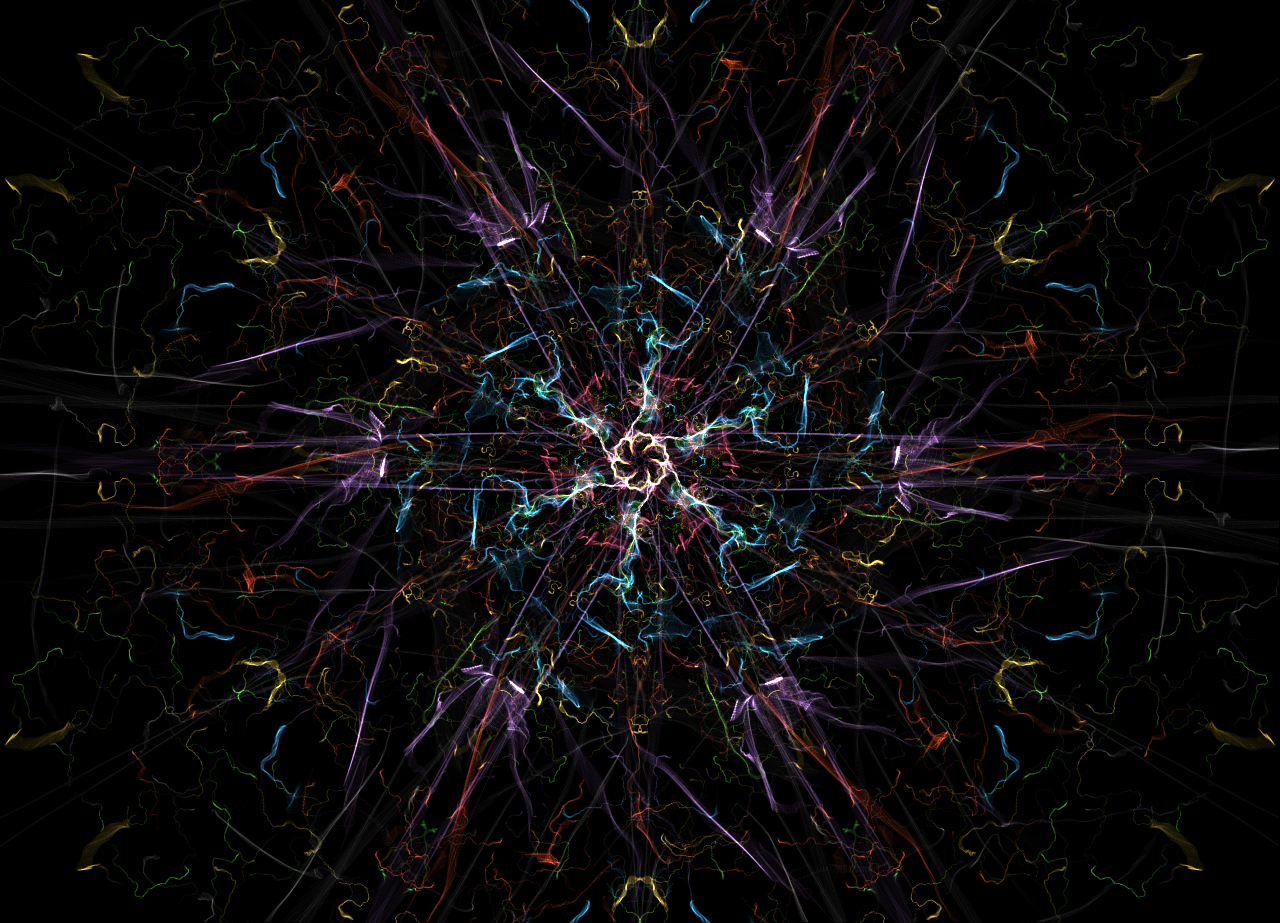 Abstract fractal art with colorful silk-like strands HD Wallpaper