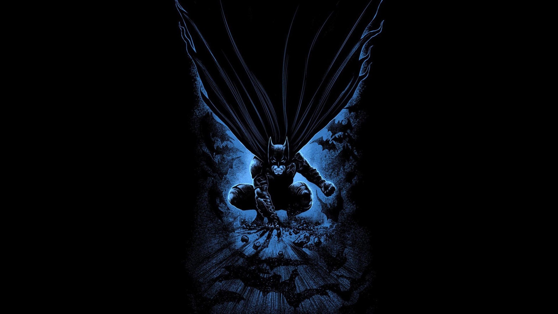 Batman from DC Comics crouching in darkness HD Wallpaper
