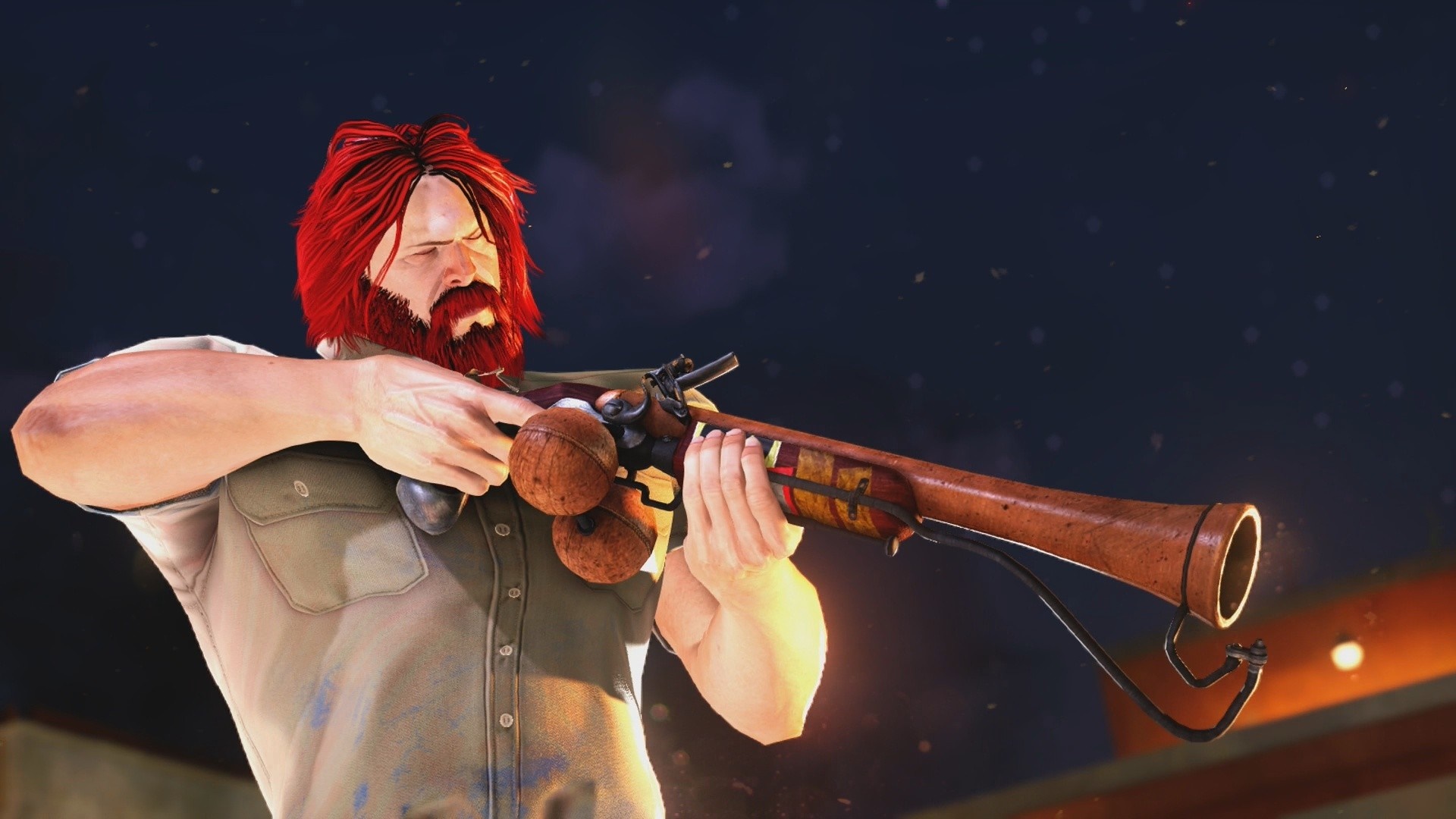 Man with red hair and beard holding a rifle HD Wallpaper