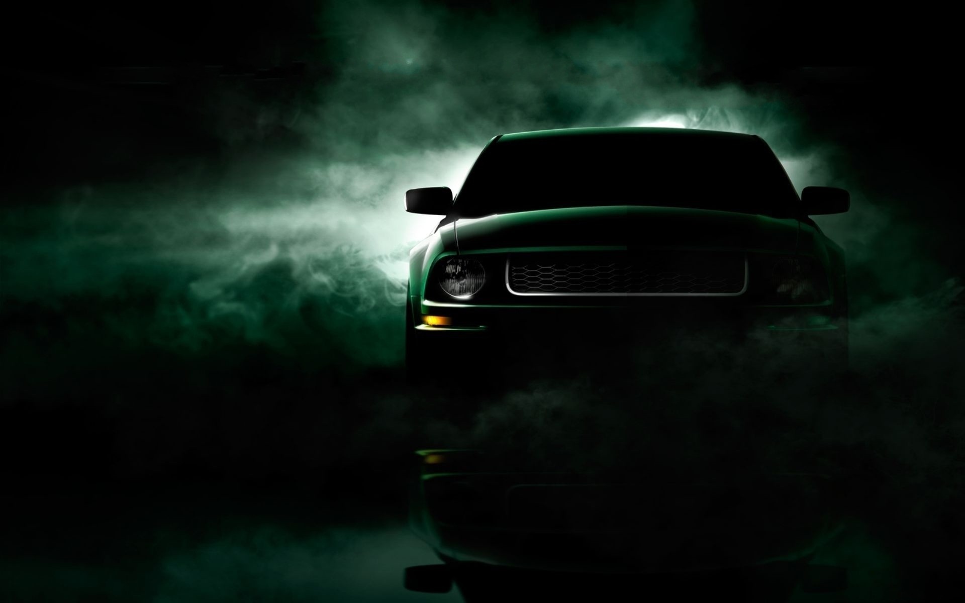 Green Ford Mustang in Smoke HD Wallpaper