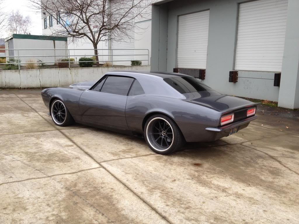 Gray Chevrolet Camaro parked outside a building HD Wallpaper