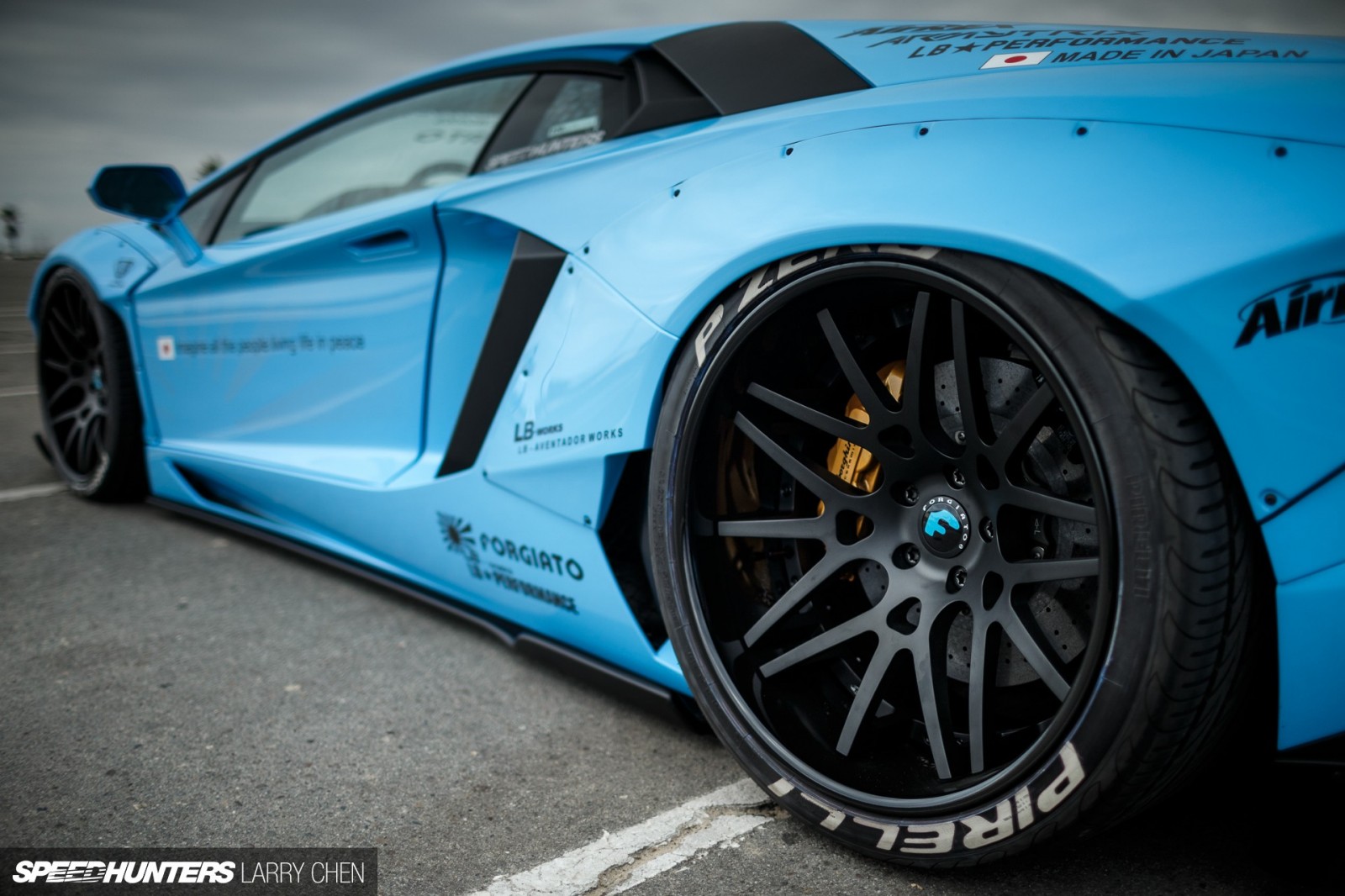 Blue Lamborghini Aventador with Custom Liberty Walk Kit HD Wallpaper