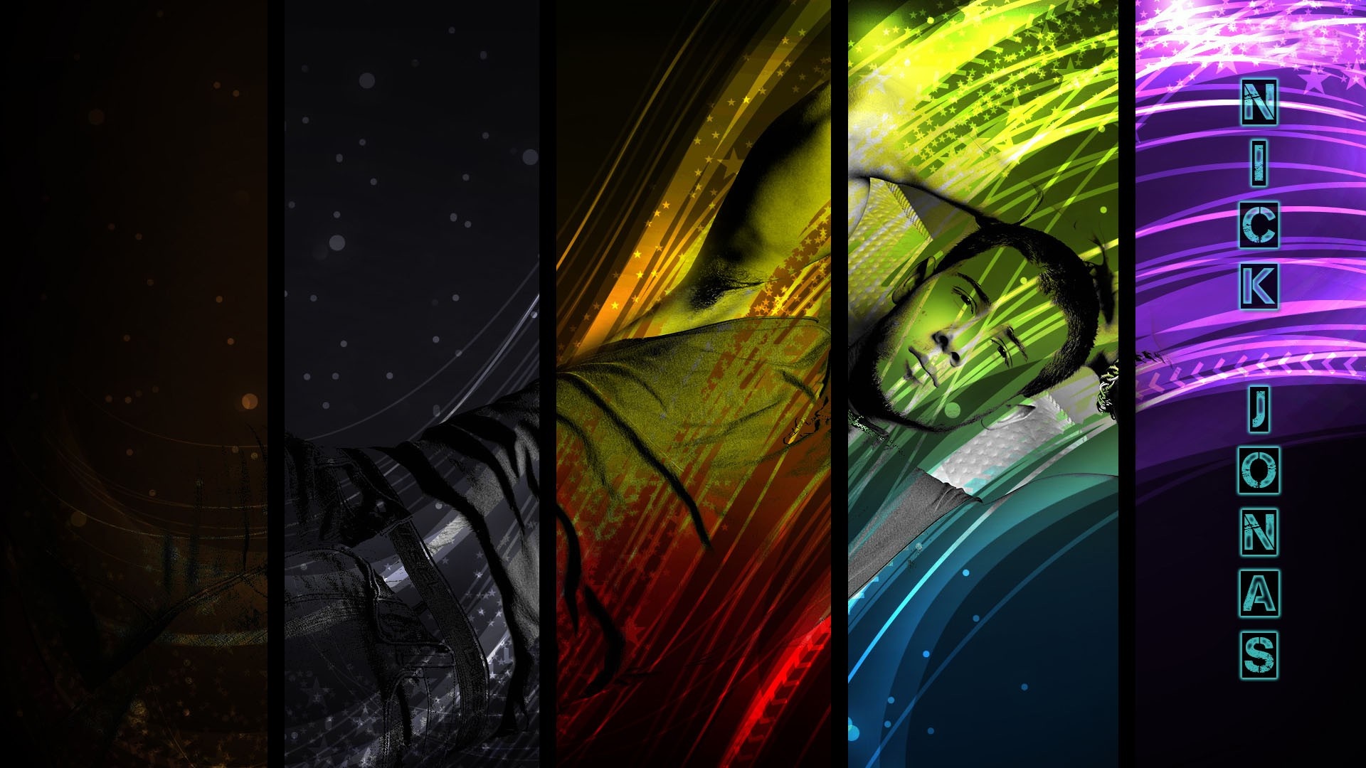 Nick Jonas with colorful abstract background HD Wallpaper