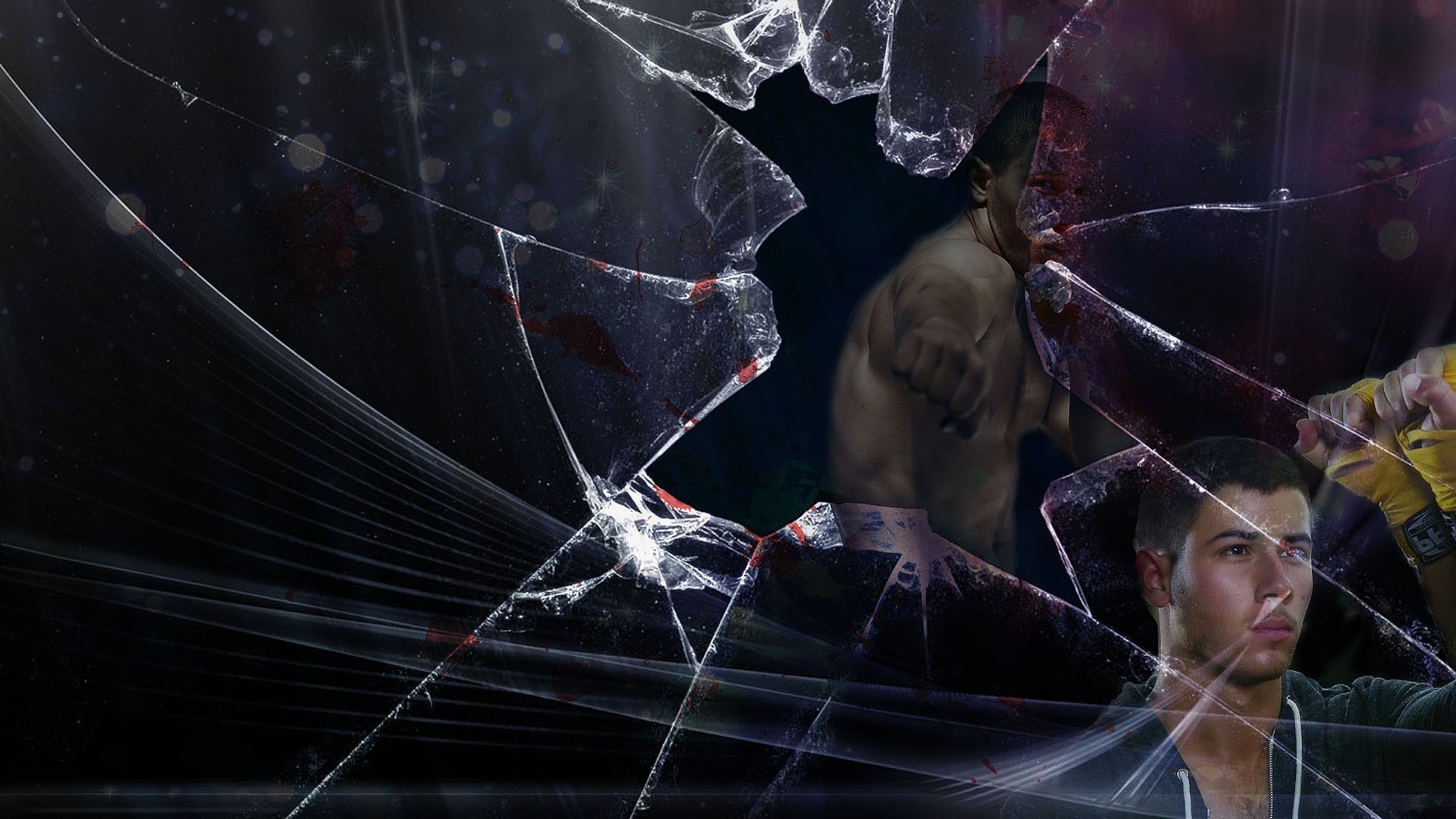 Nick Jonas performing behind broken glass HD Wallpaper