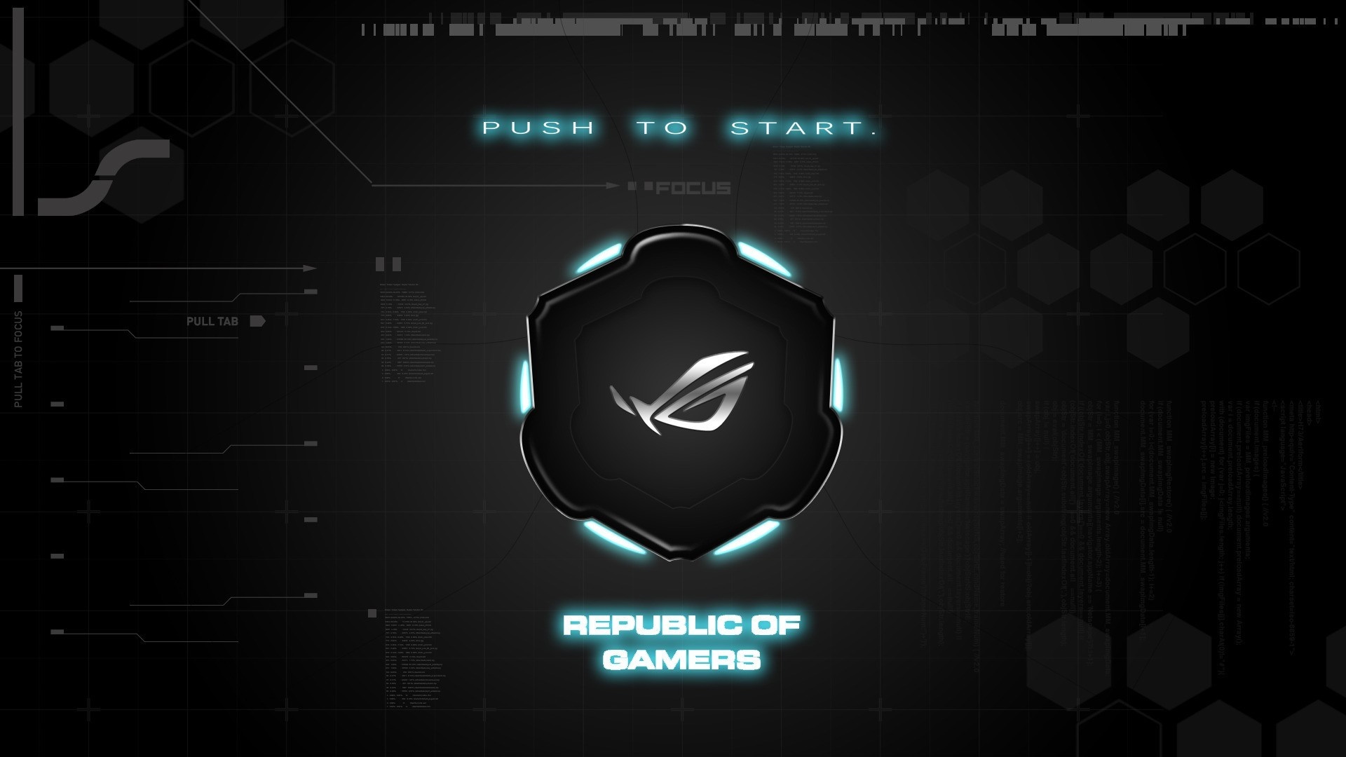 Republic of Gamers logo with 'Push to Start' HD Wallpaper