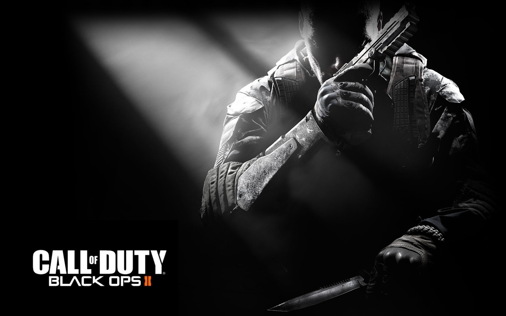 Call of Duty Black Ops II soldier with pistol and knife HD Wallpaper