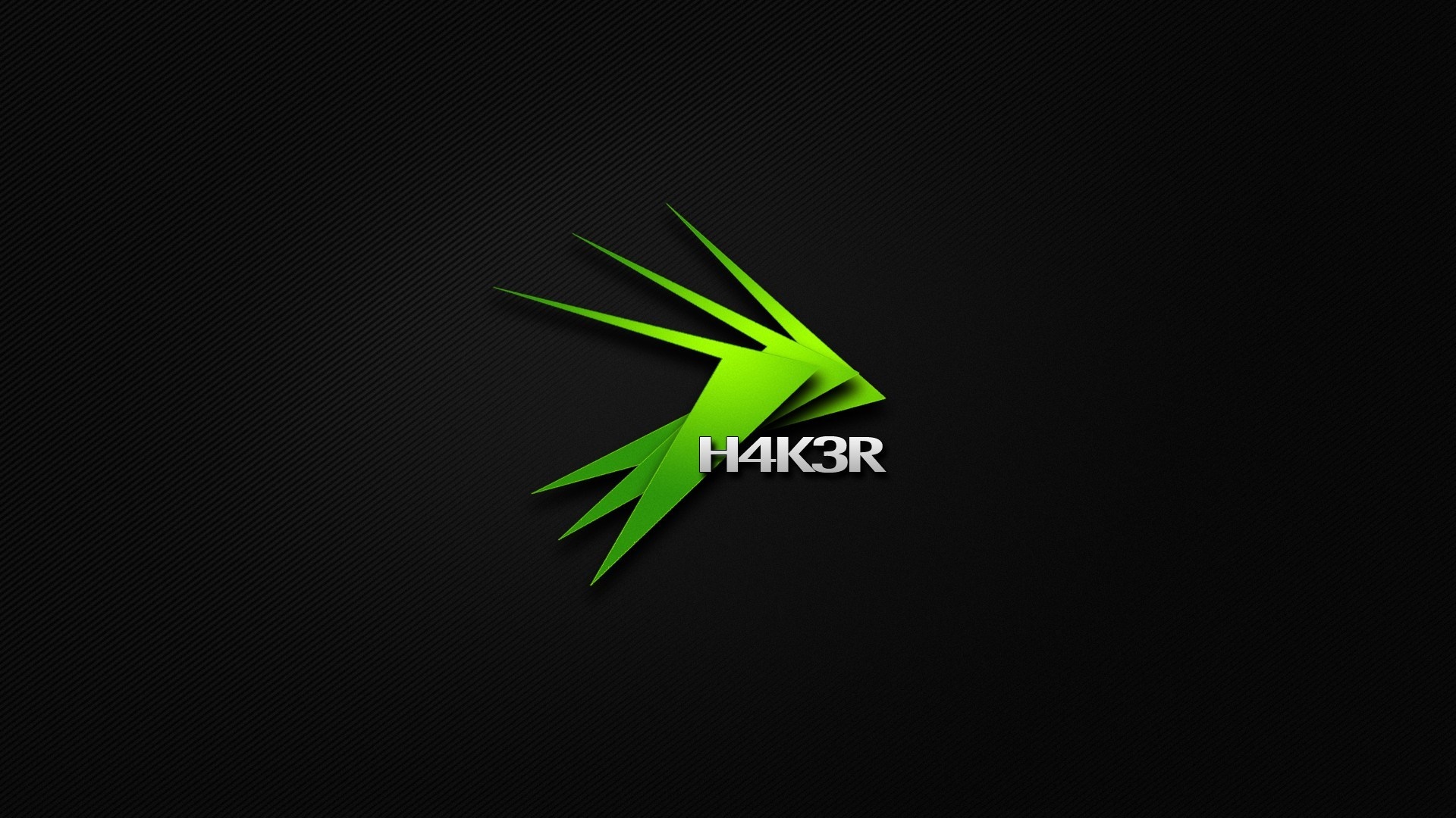 Green abstract logo with text H4K3R HD Wallpaper