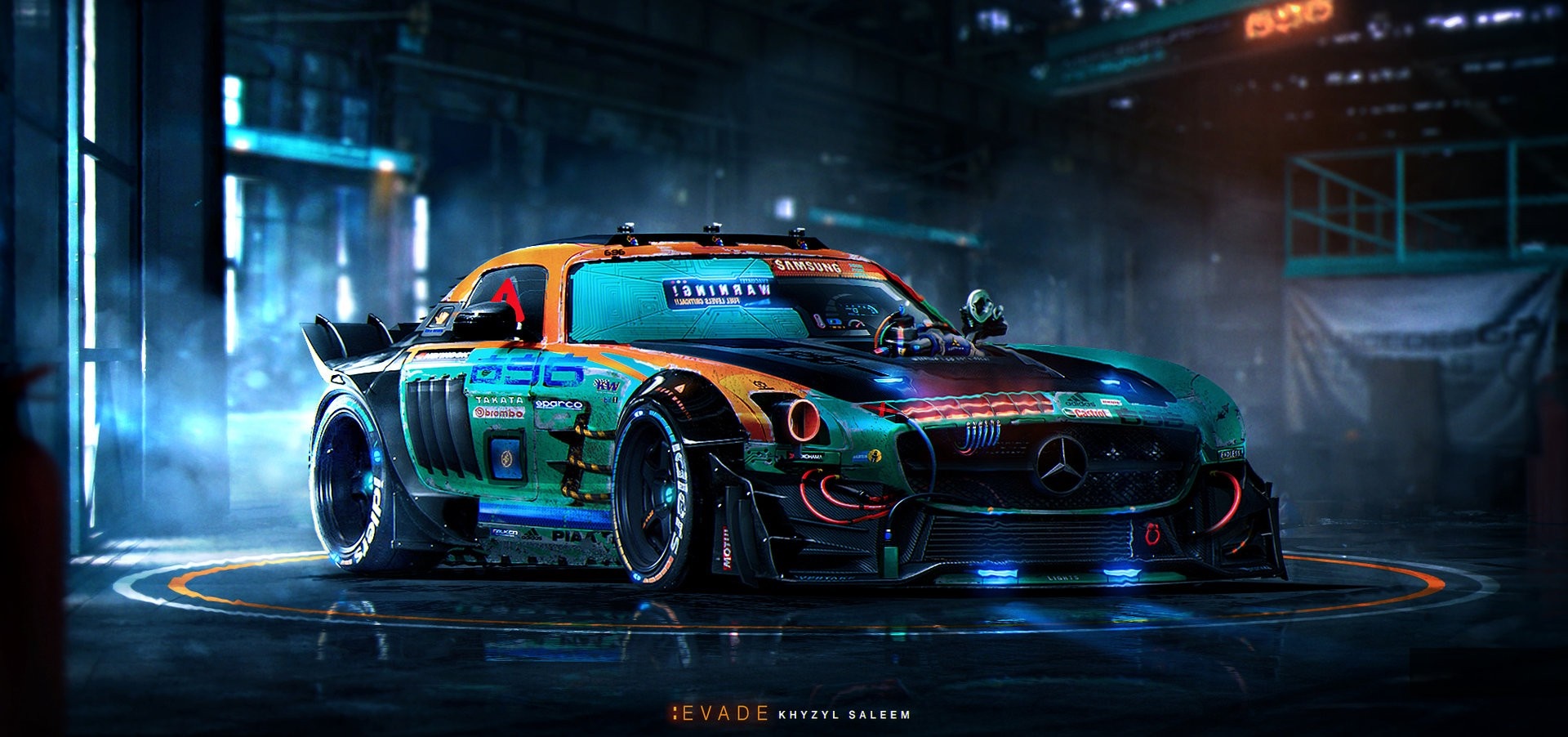 Futuristic Mercedes Benz SLS AMG race car by Khyzyl Saleem HD Wallpaper