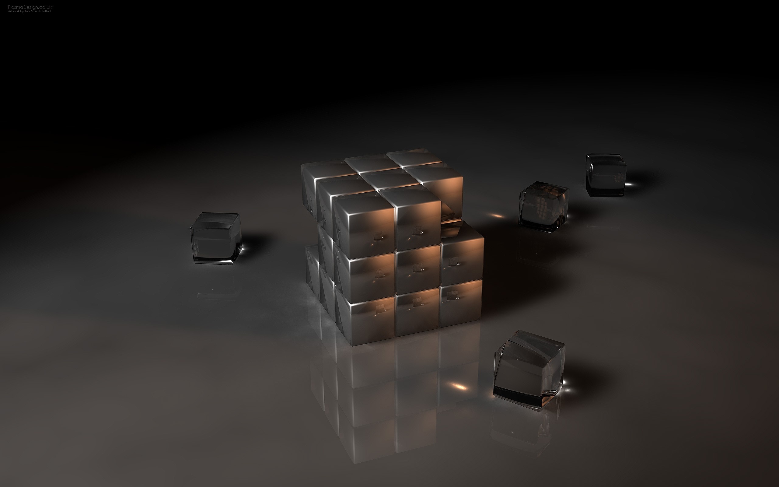 Cubes in a dark environment HD Wallpaper