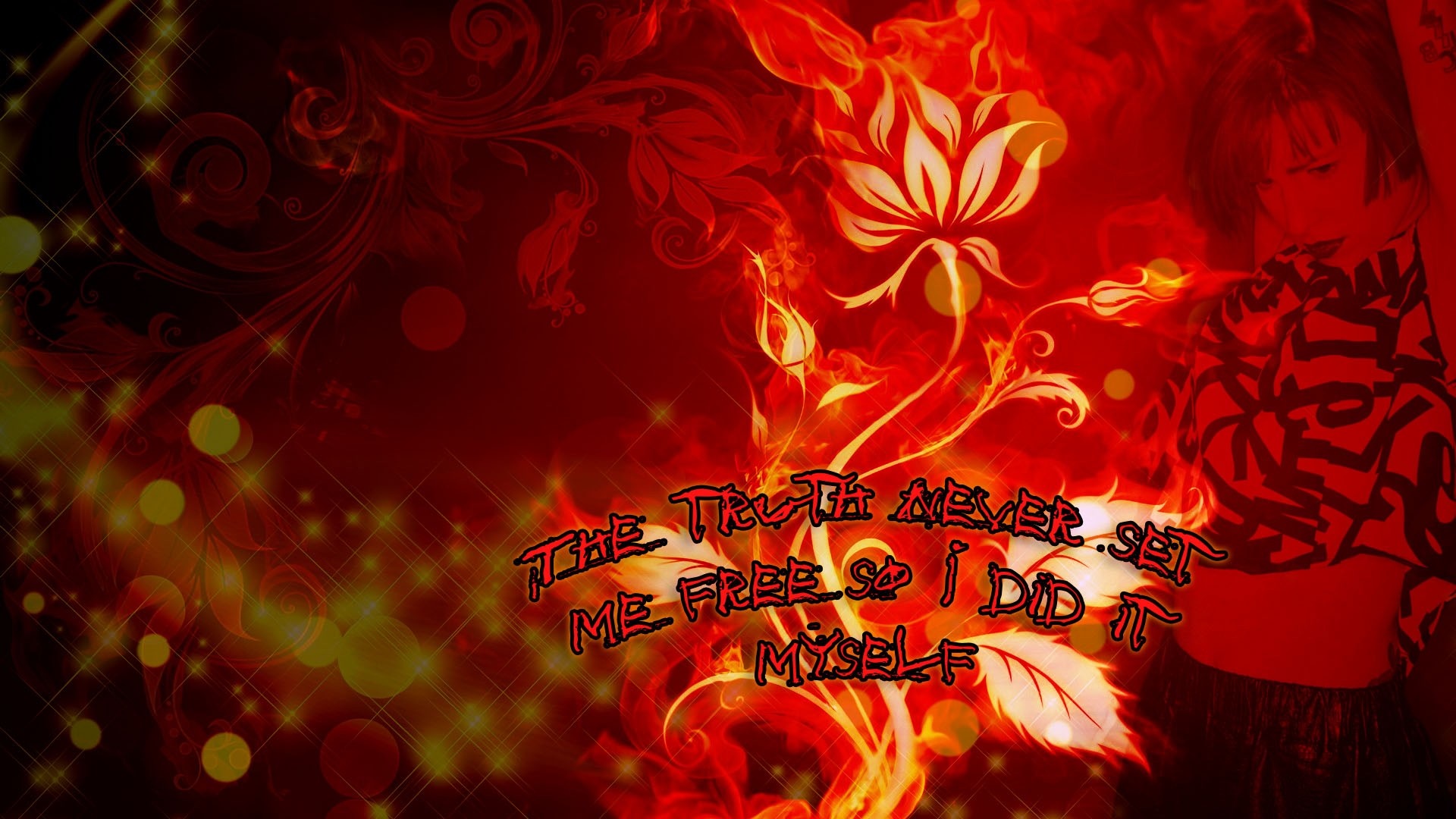 Paramore illustration with flames and flowers HD Wallpaper