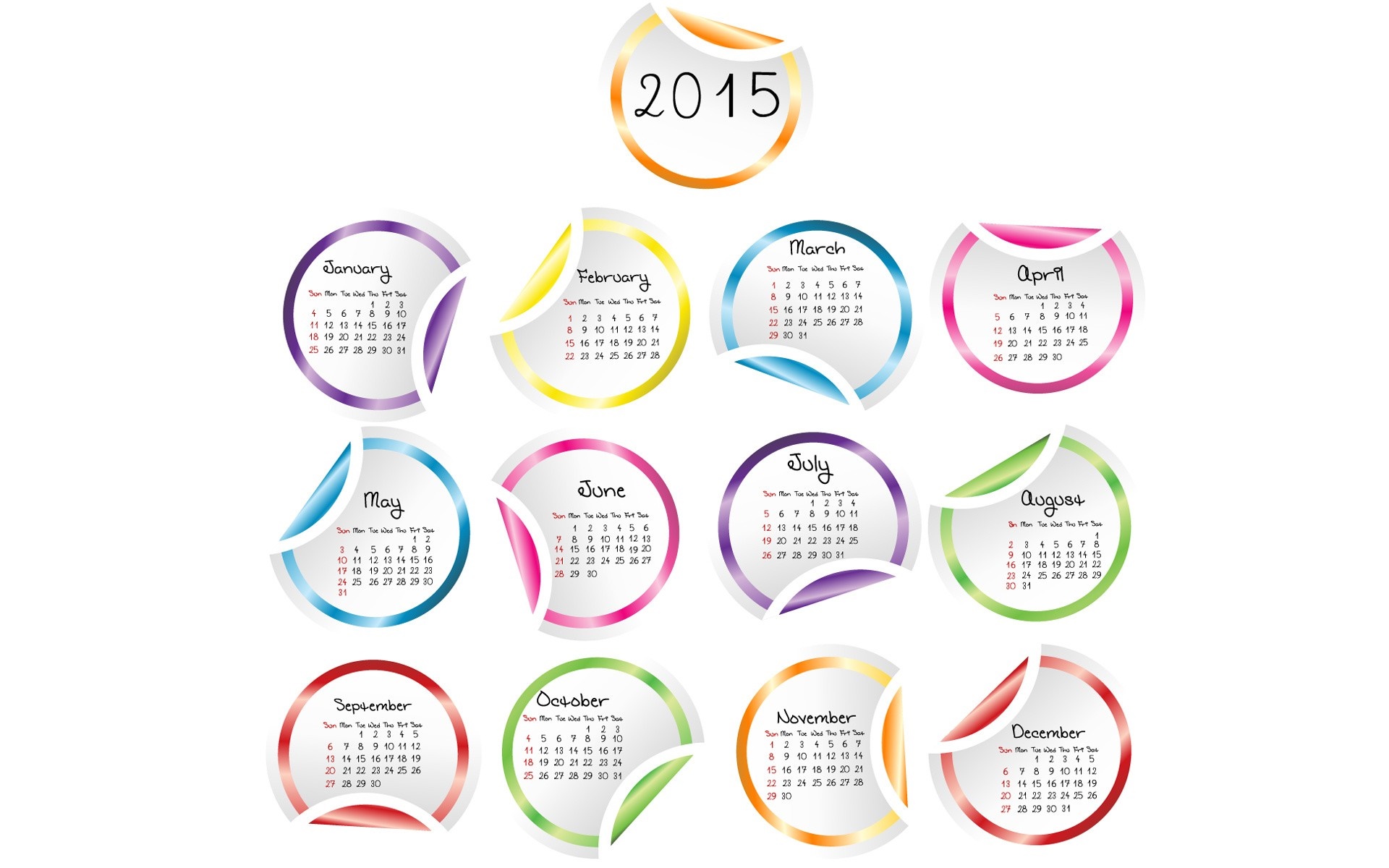 2015 Calendar Stickers HD Wallpaper