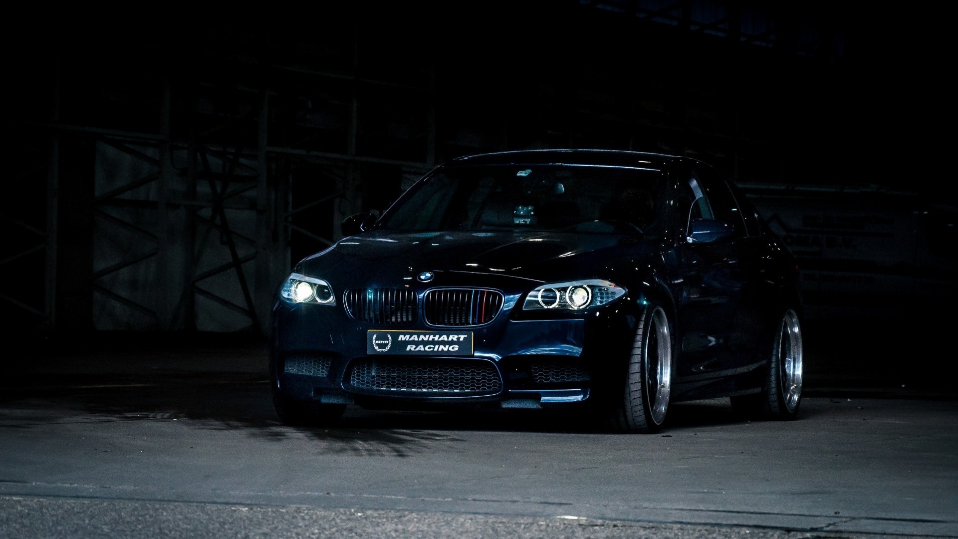 Black Manhart Racing BMW Sedan with Custom Wheels HD Wallpaper