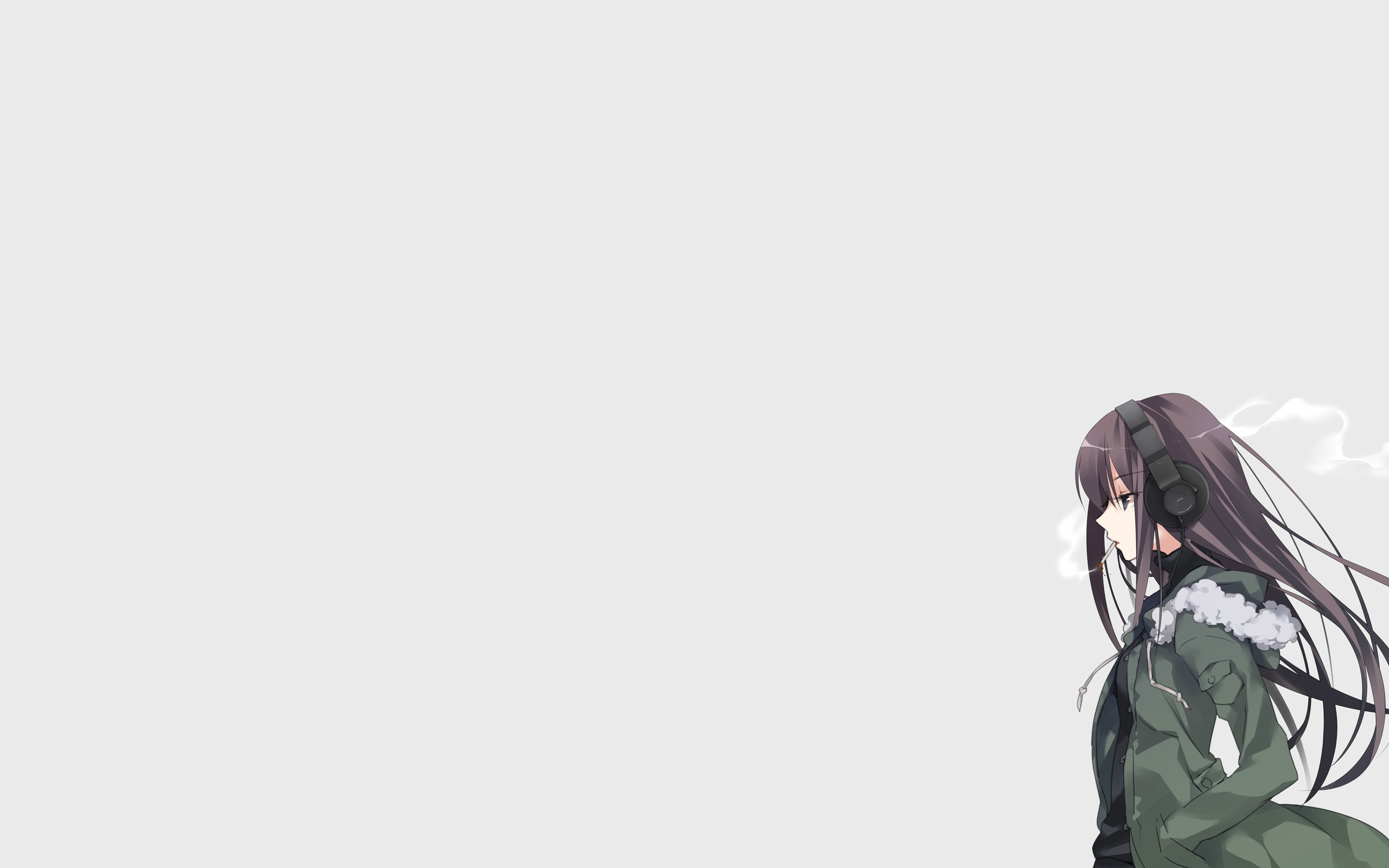Anime girl with headphones HD Wallpaper