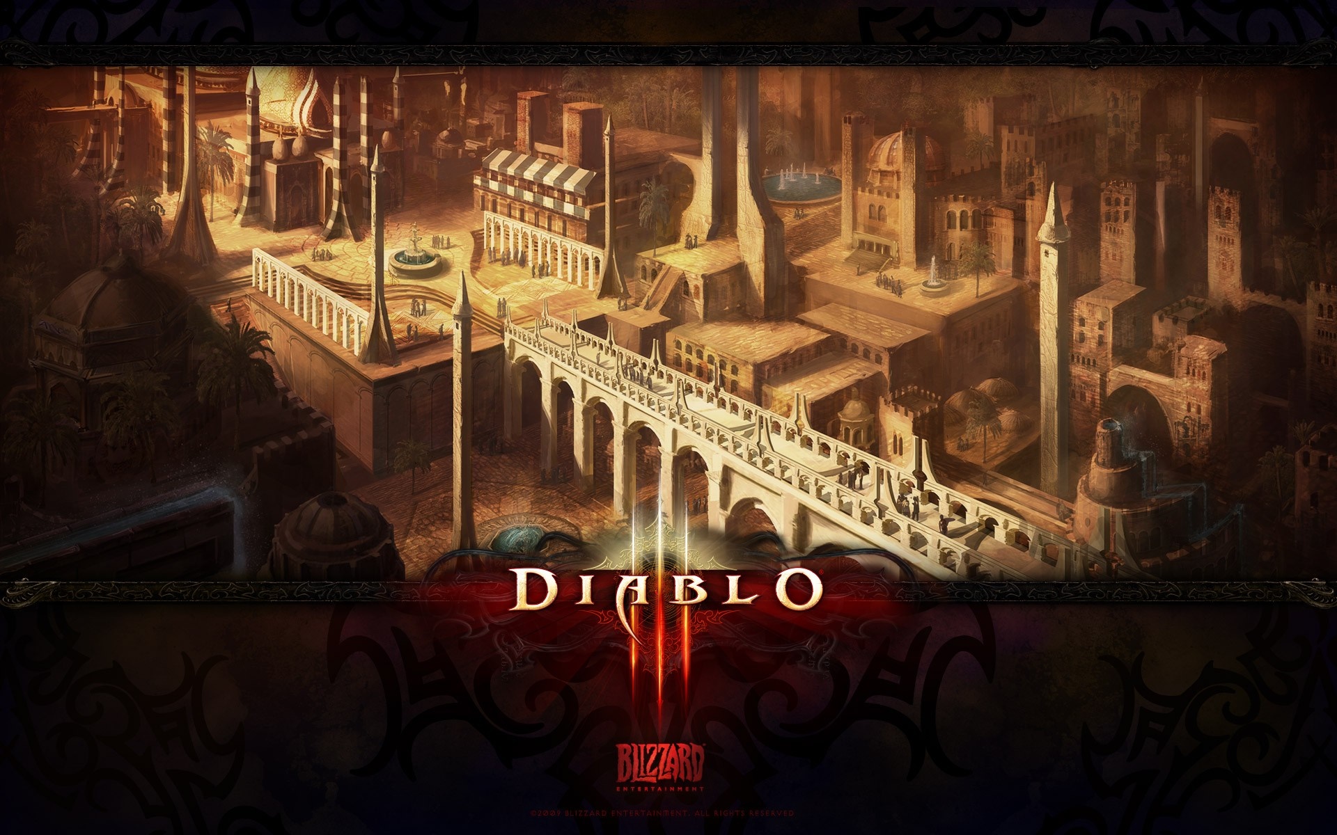 Diablo III Blizzard Entertainment logo and city HD Wallpaper